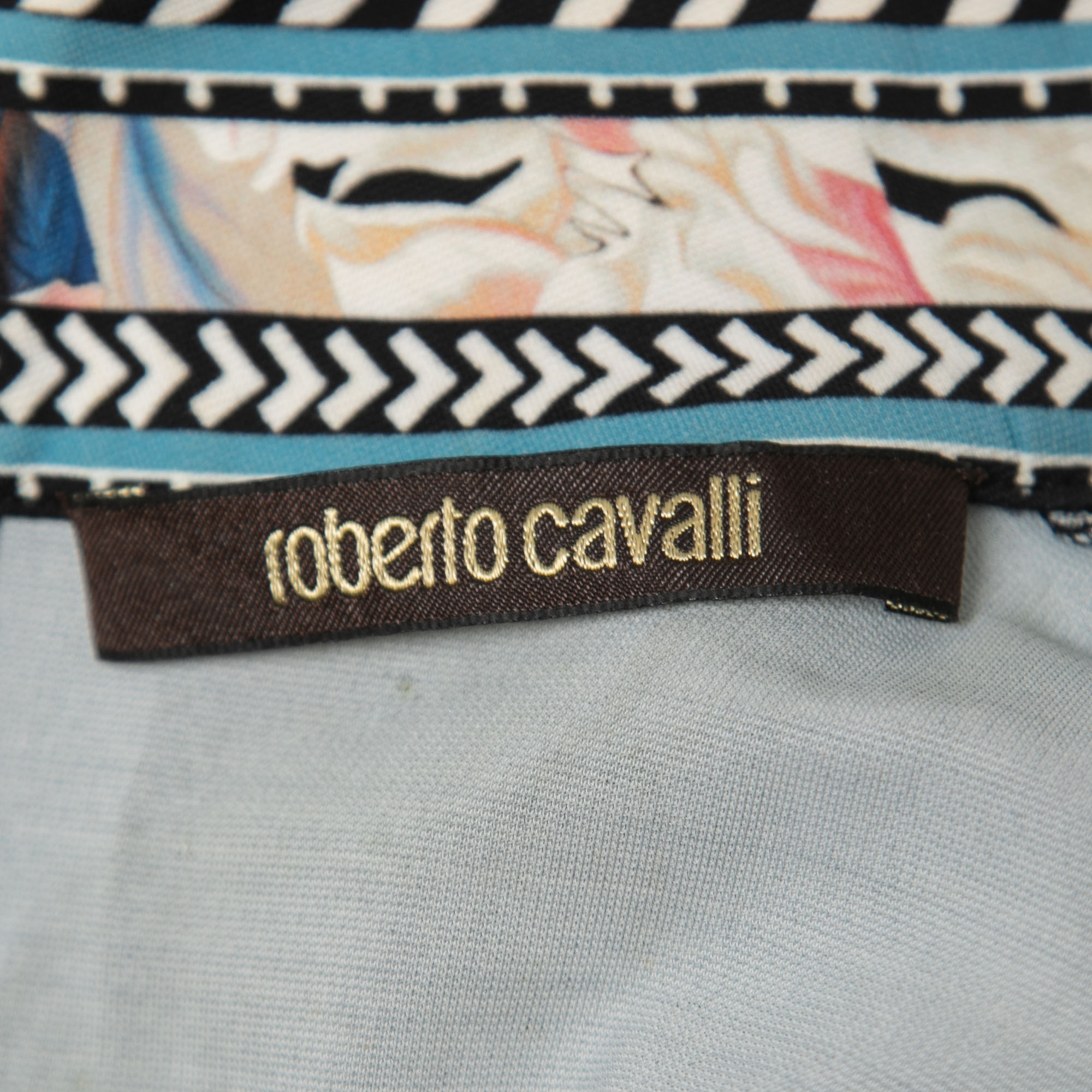 Roberto Cavalli Black Floral Printed Jersey High Neck Bodycon Dress S