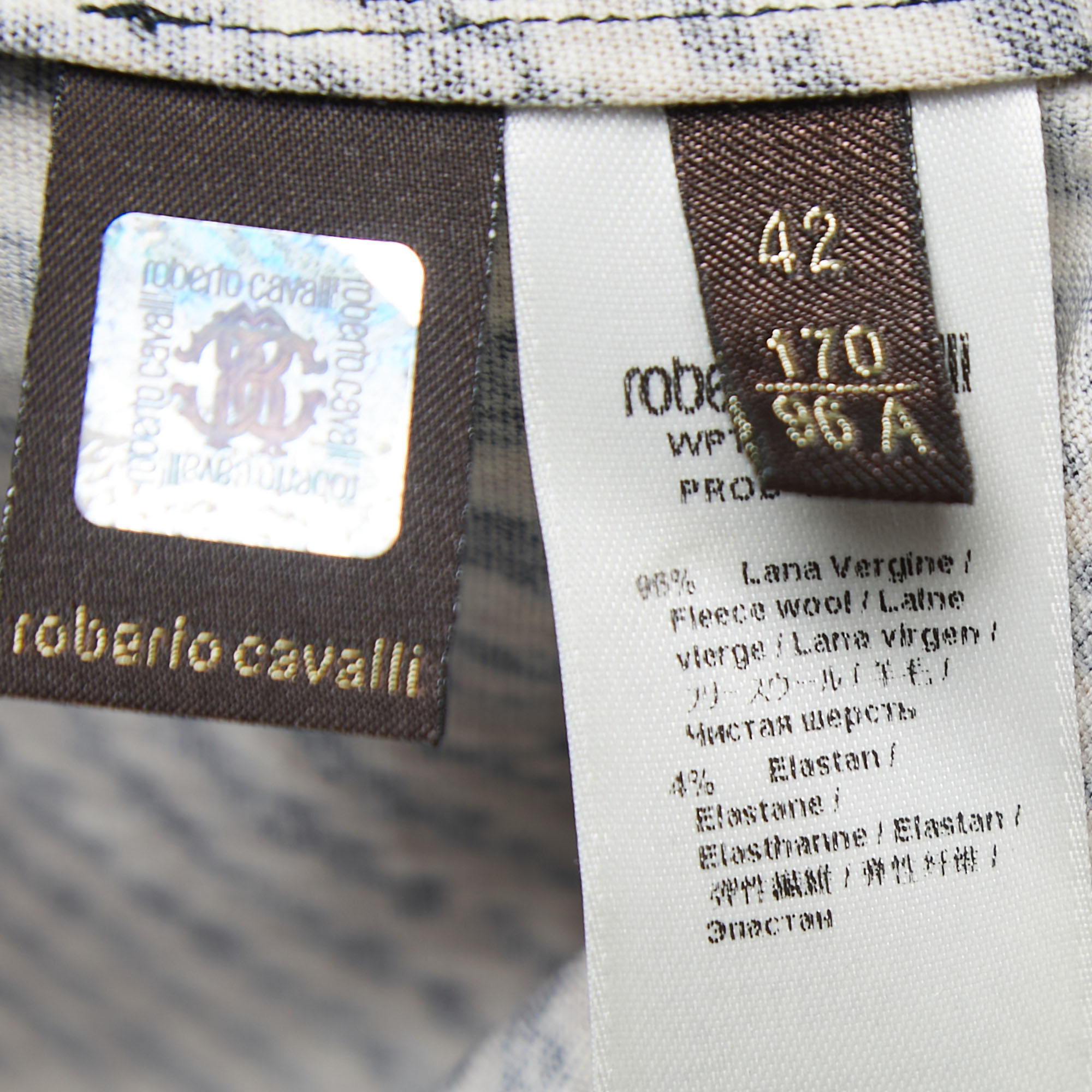 Roberto Cavalli Black Tilda Print Wool Sleeveless Sheath Dress M
