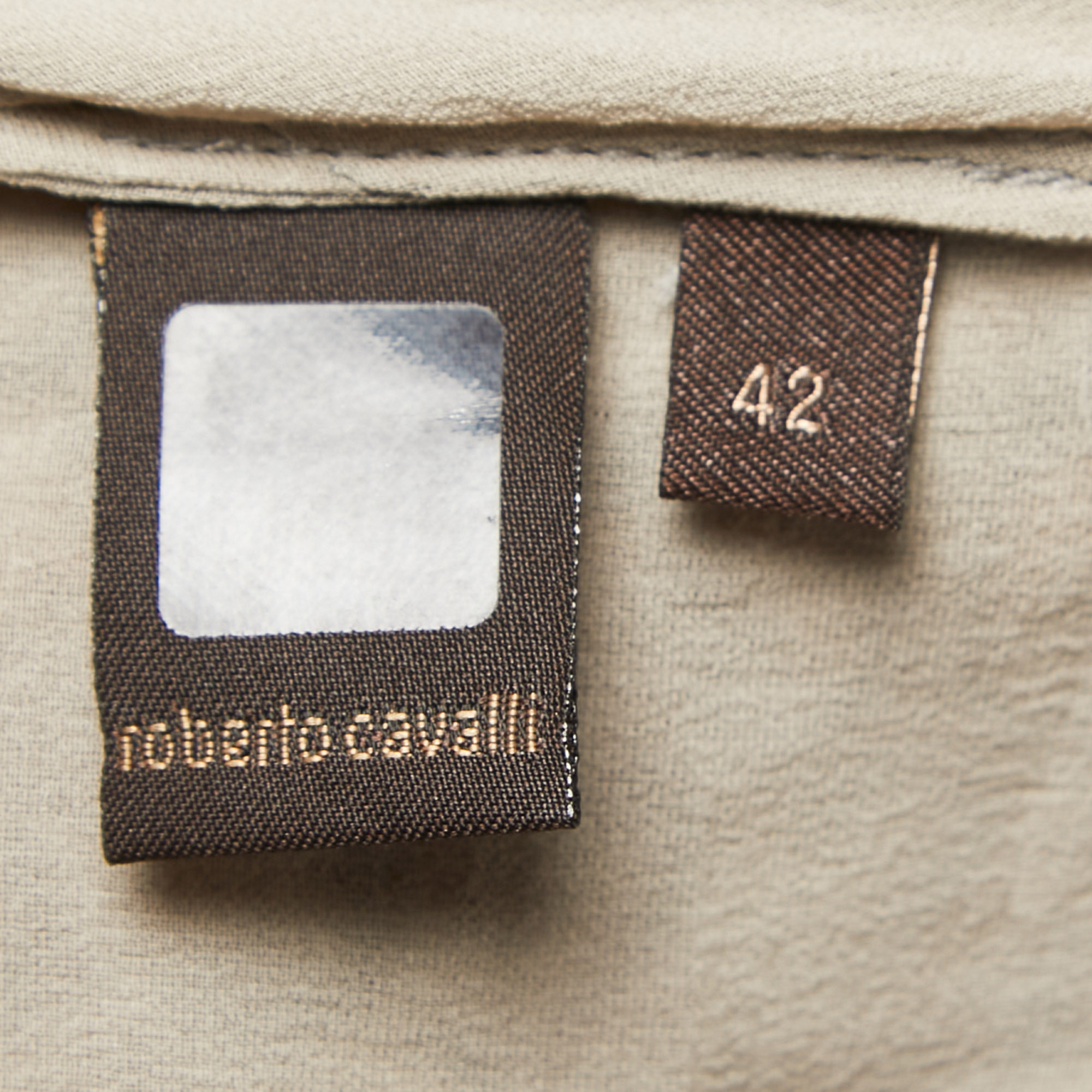 Roberto Cavalli Brown Snake Print Silk Long Sleeve Flared Mini Dress M