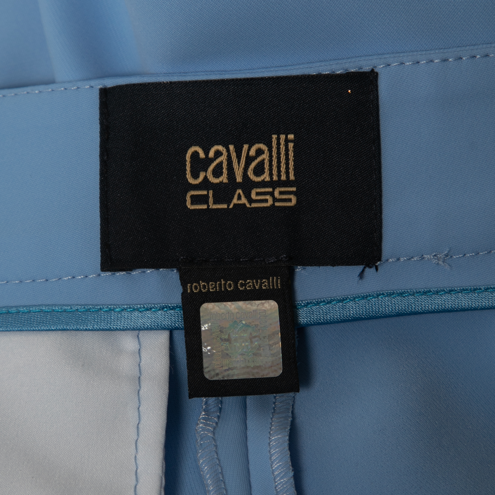 Class By Roberto Cavalli Blue Crepe  Flared Trousers S