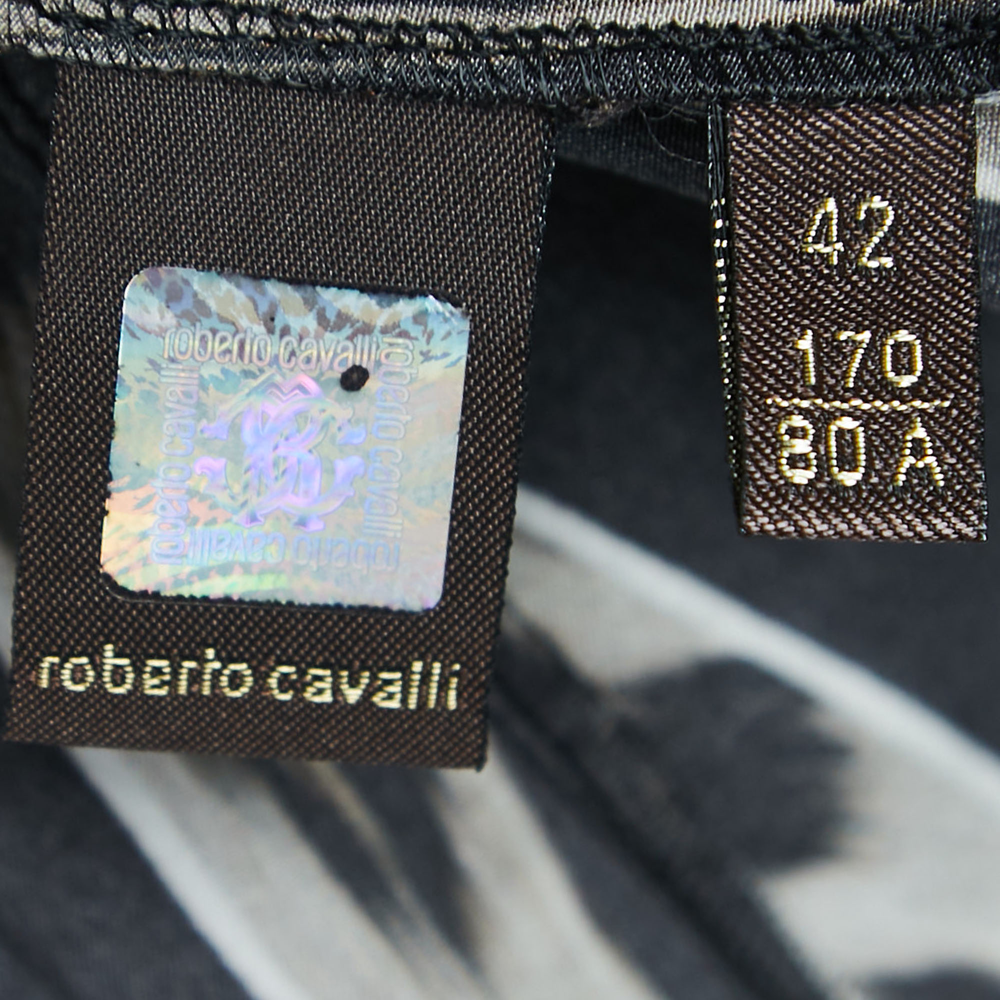 Roberto Cavalli Black Animal Print Crepe Maxi Skirt M