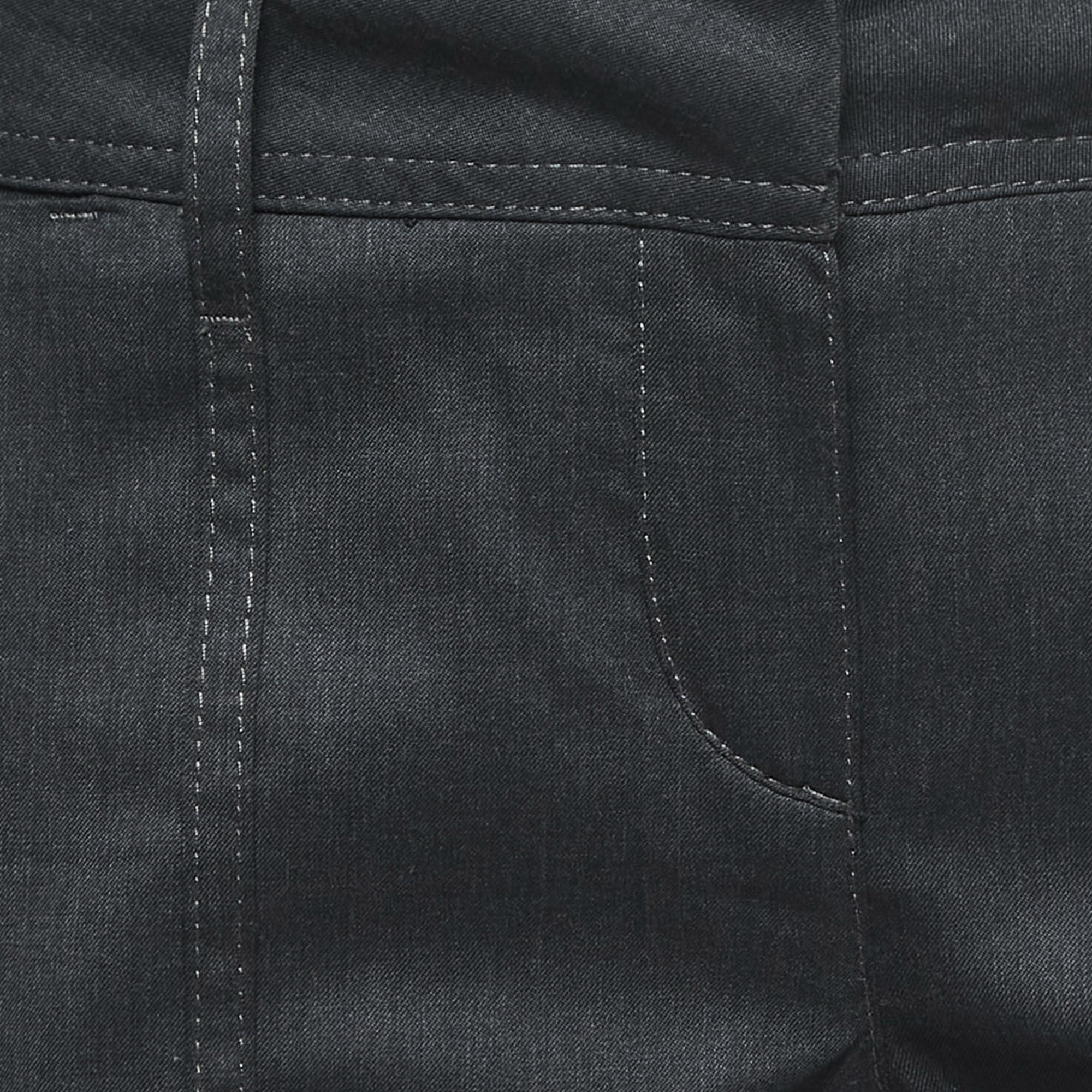 Roberto Cavalli Grey Wool Wide Leg Trousers M