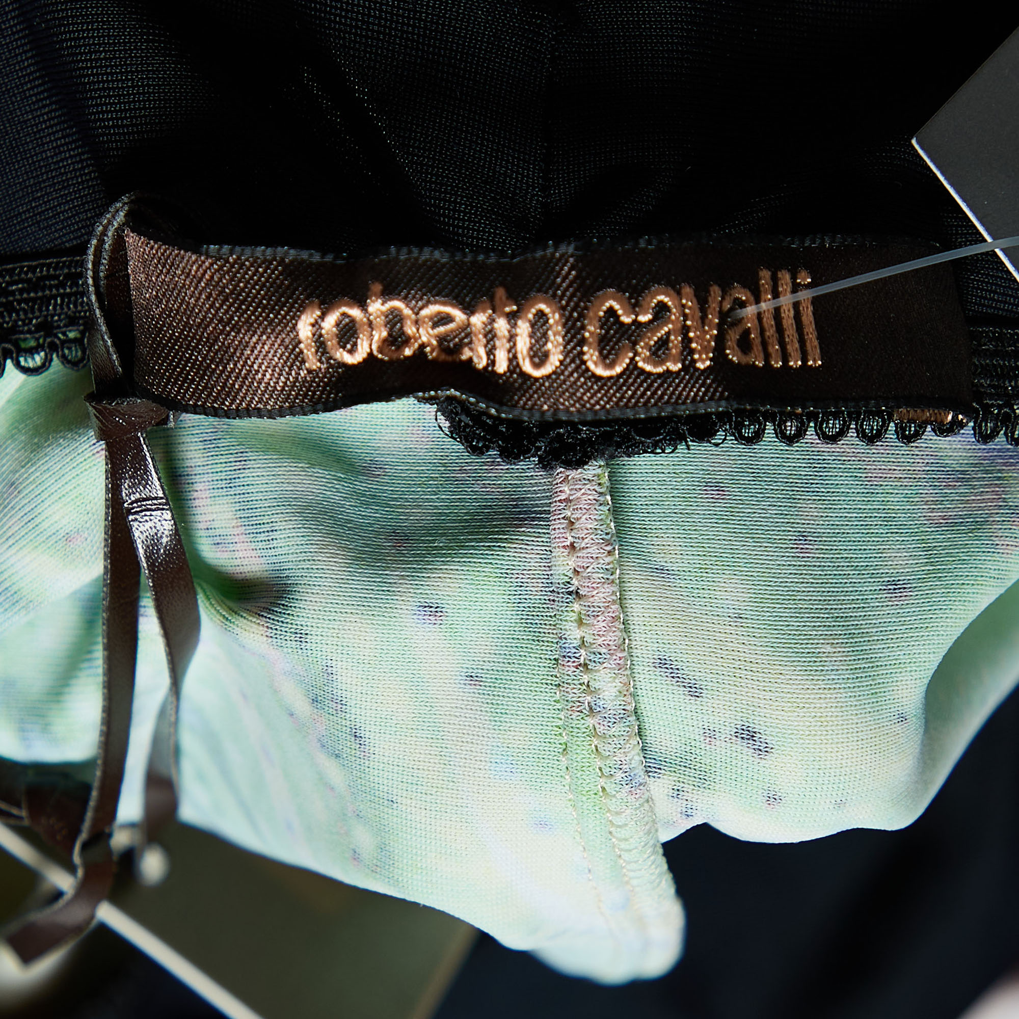 Roberto Cavalli Multicolor Printed Jersey Low Back Mini Dress L