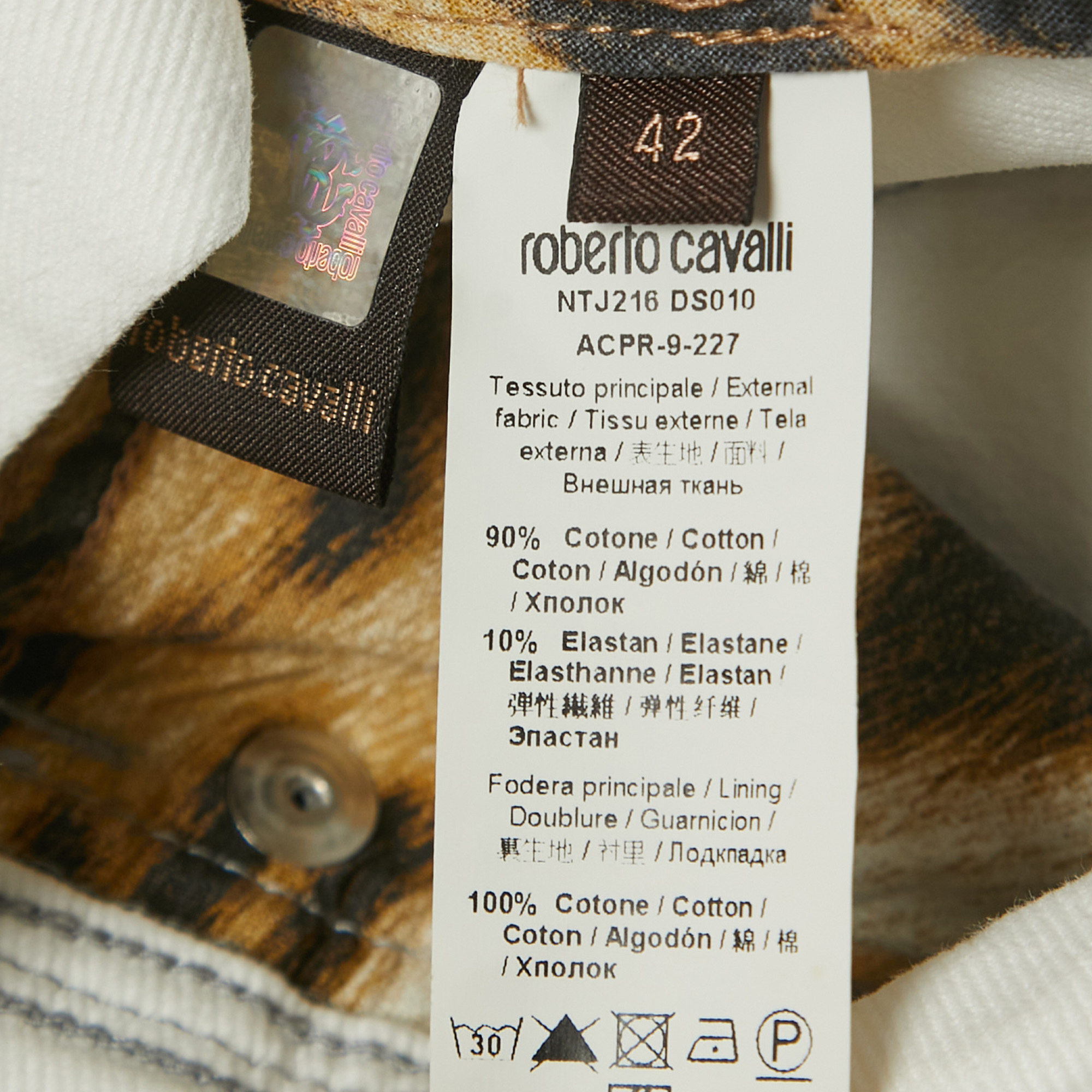 Roberto Cavalli White Patterned Denim Stitch Detailed  Jeans M Waist 30