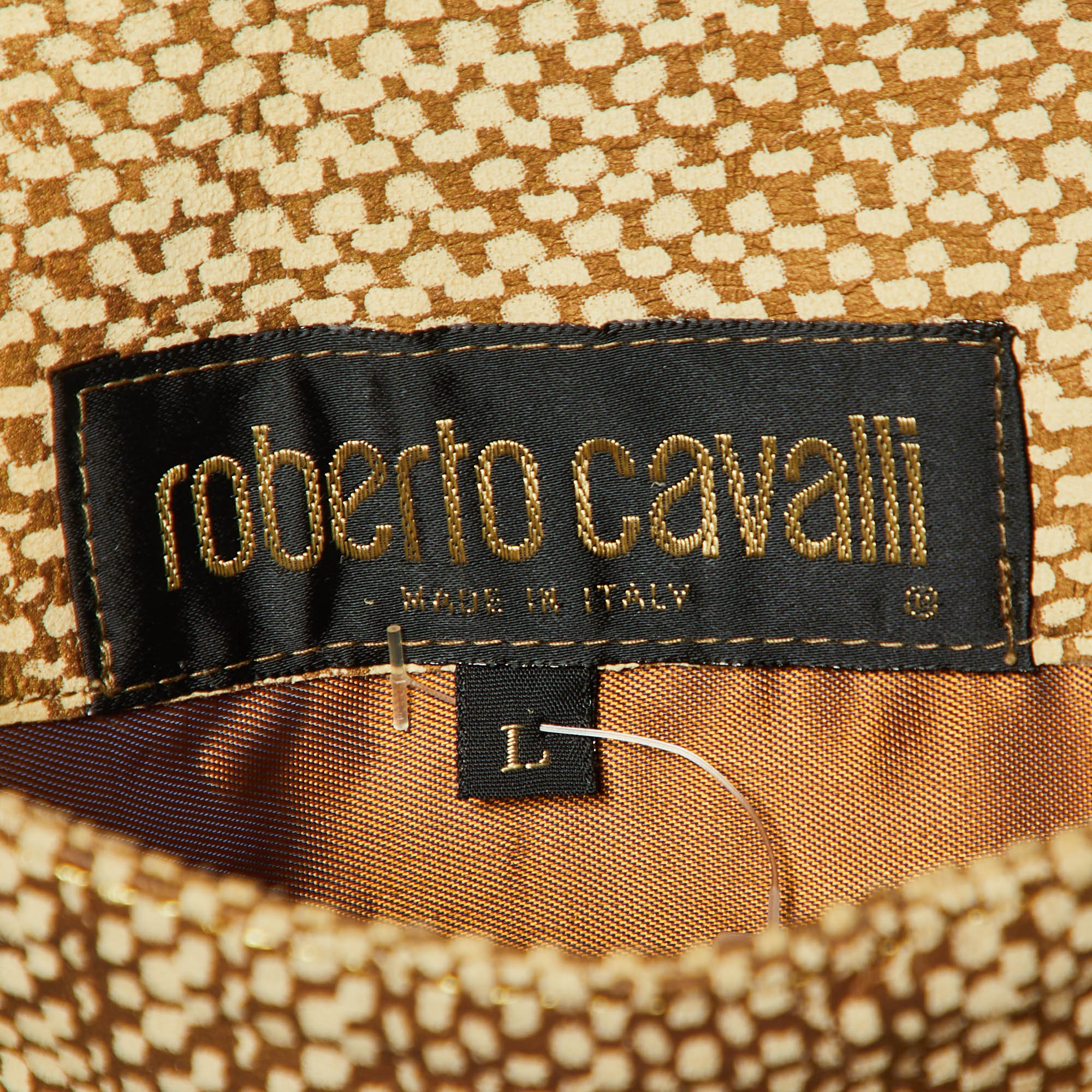Roberto Cavalli Vintage Multicolor Patch Detail Leather Mini Skirt L