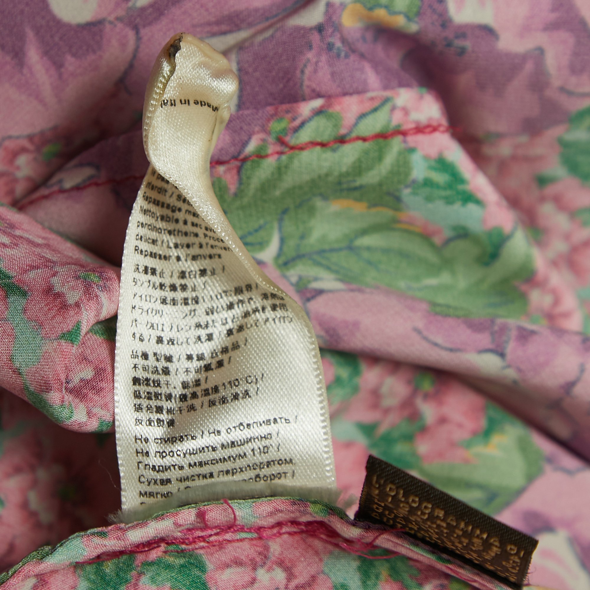 Roberto Cavalli Pink Floral Print Satin Silk Ruffled Maxi Skirt S