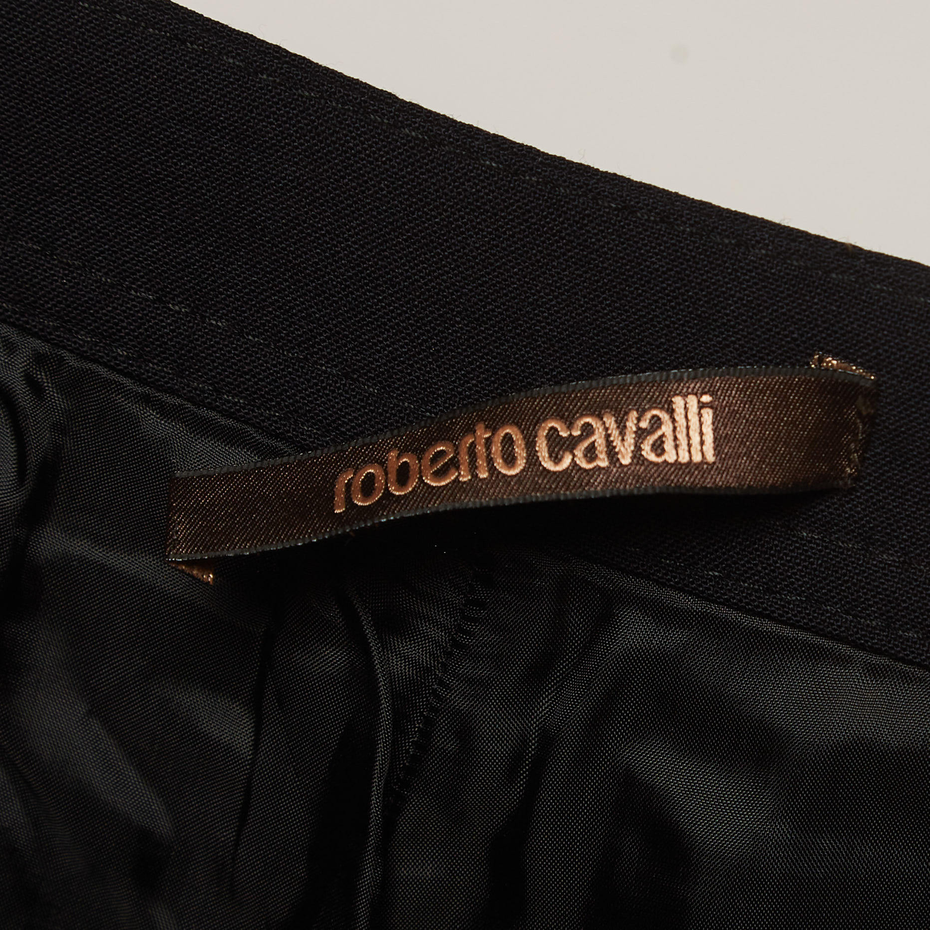 Roberto Cavalli Black Wool Trousers M