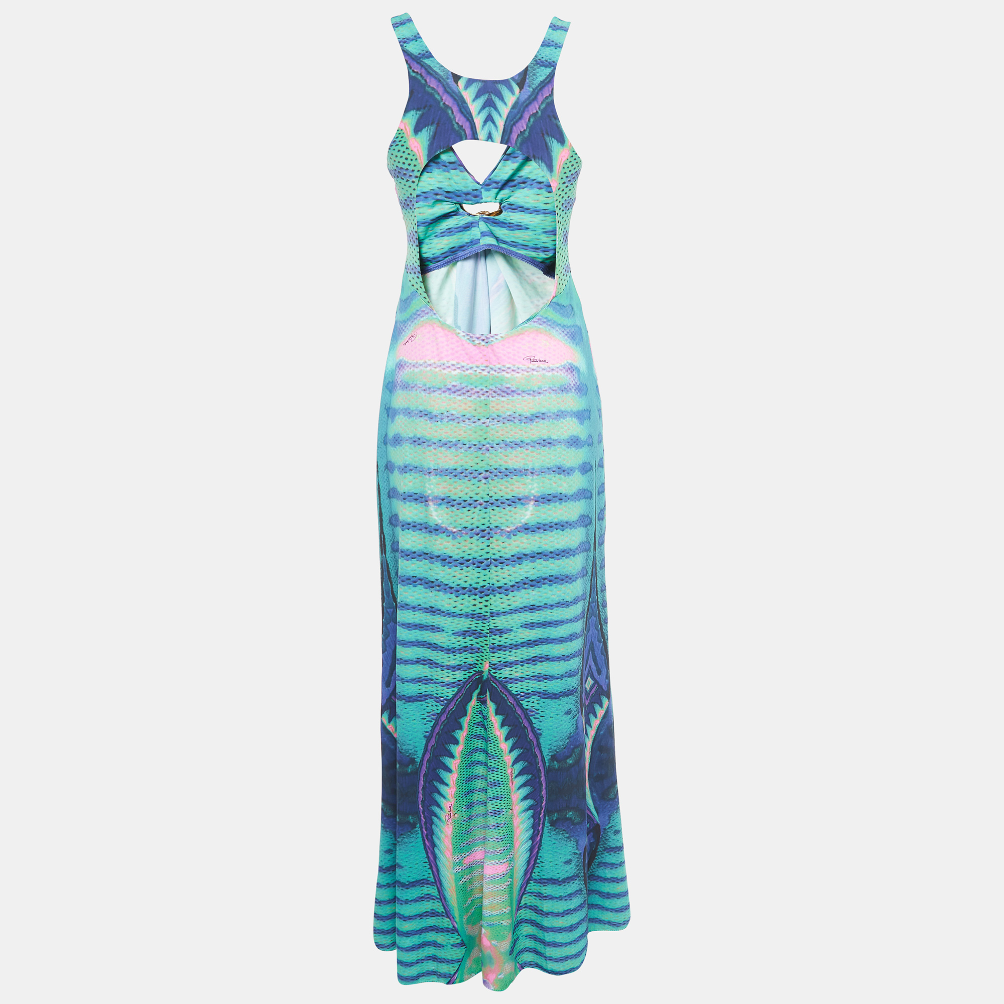 Roberto Cavalli Multicolor Print stretch Knit Cut-Out Sleeveless Maxi Dress
Roberto Cavalli Multicolor Print stretch Knit Cut-Out Sleeveless Maxi Dress