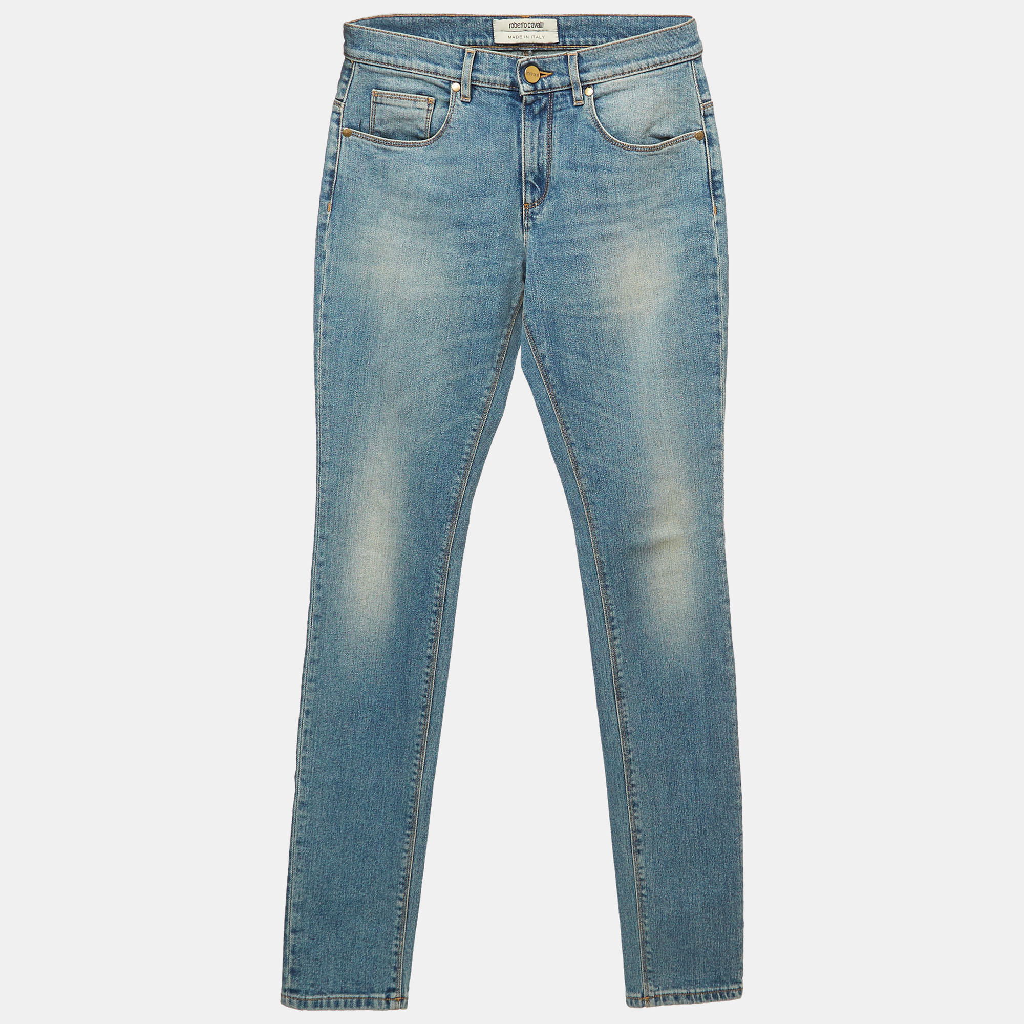 Roberto Cavalli Blue Washed Denim Skinny Jeans S Waist 26