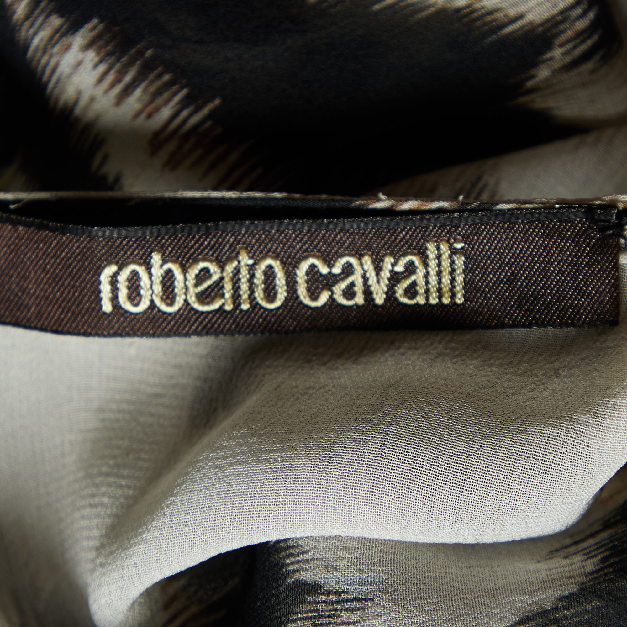 Roberto Cavalli Black Animal Print Silk Maxi Kaftan M