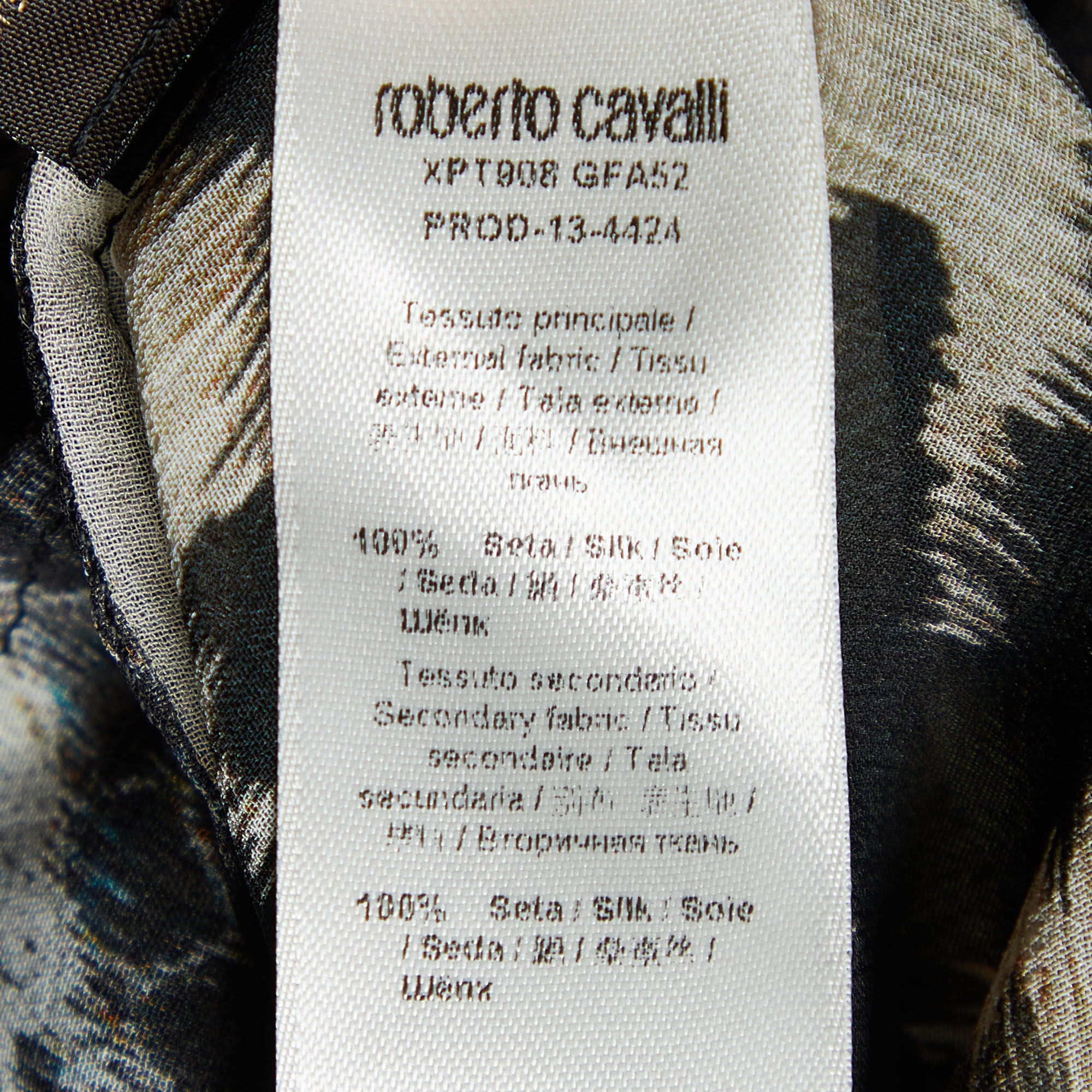 Roberto Cavalli Black Animal Print Silk Maxi Kaftan M