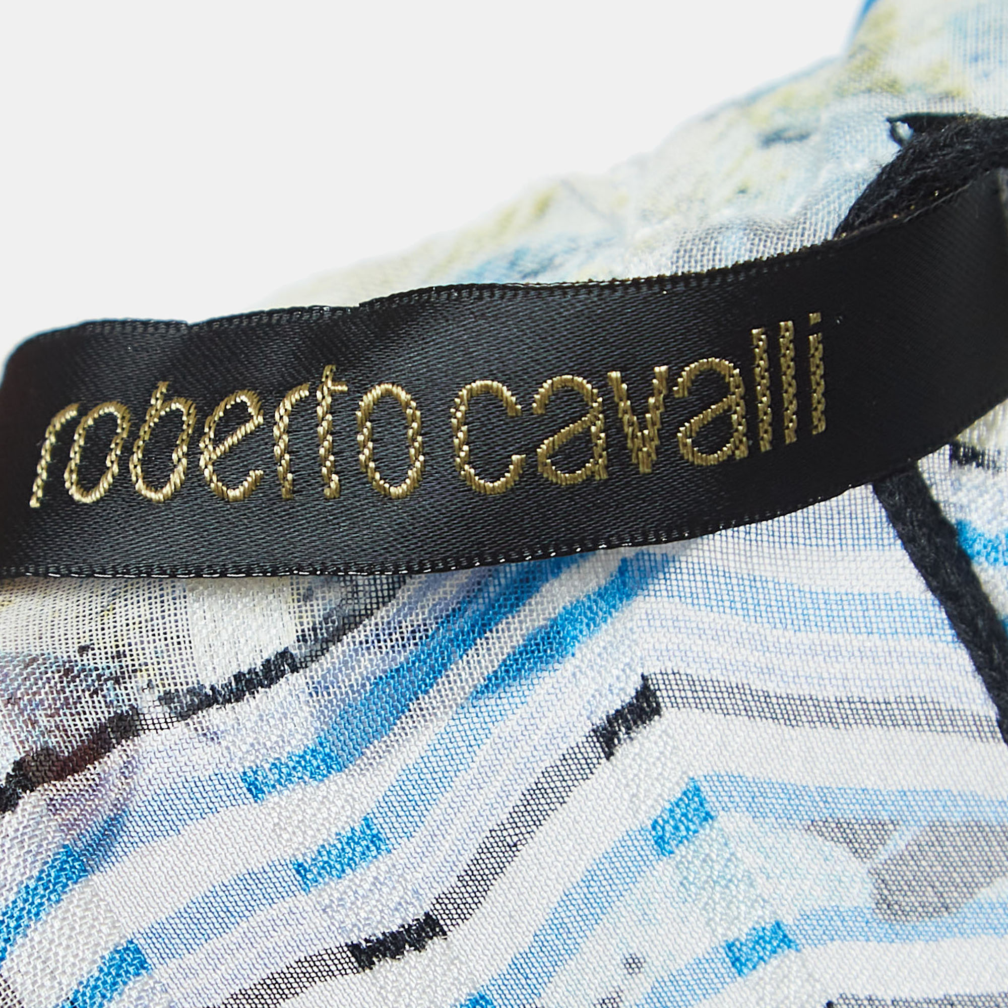 Roberto Cavalli Multicolor Print Silk Top Skirt Set S