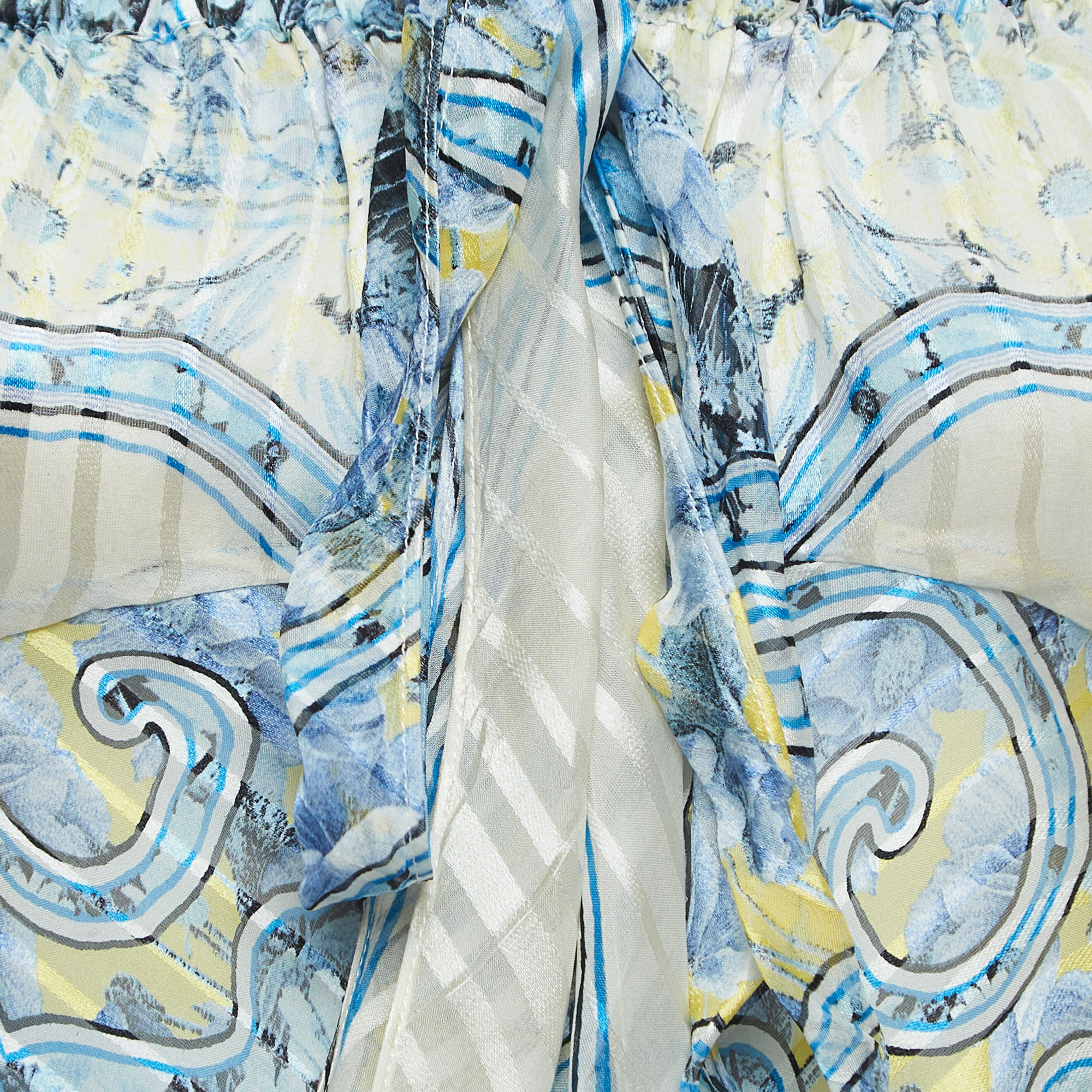 Roberto Cavalli Multicolor Print Silk Top Skirt Set S