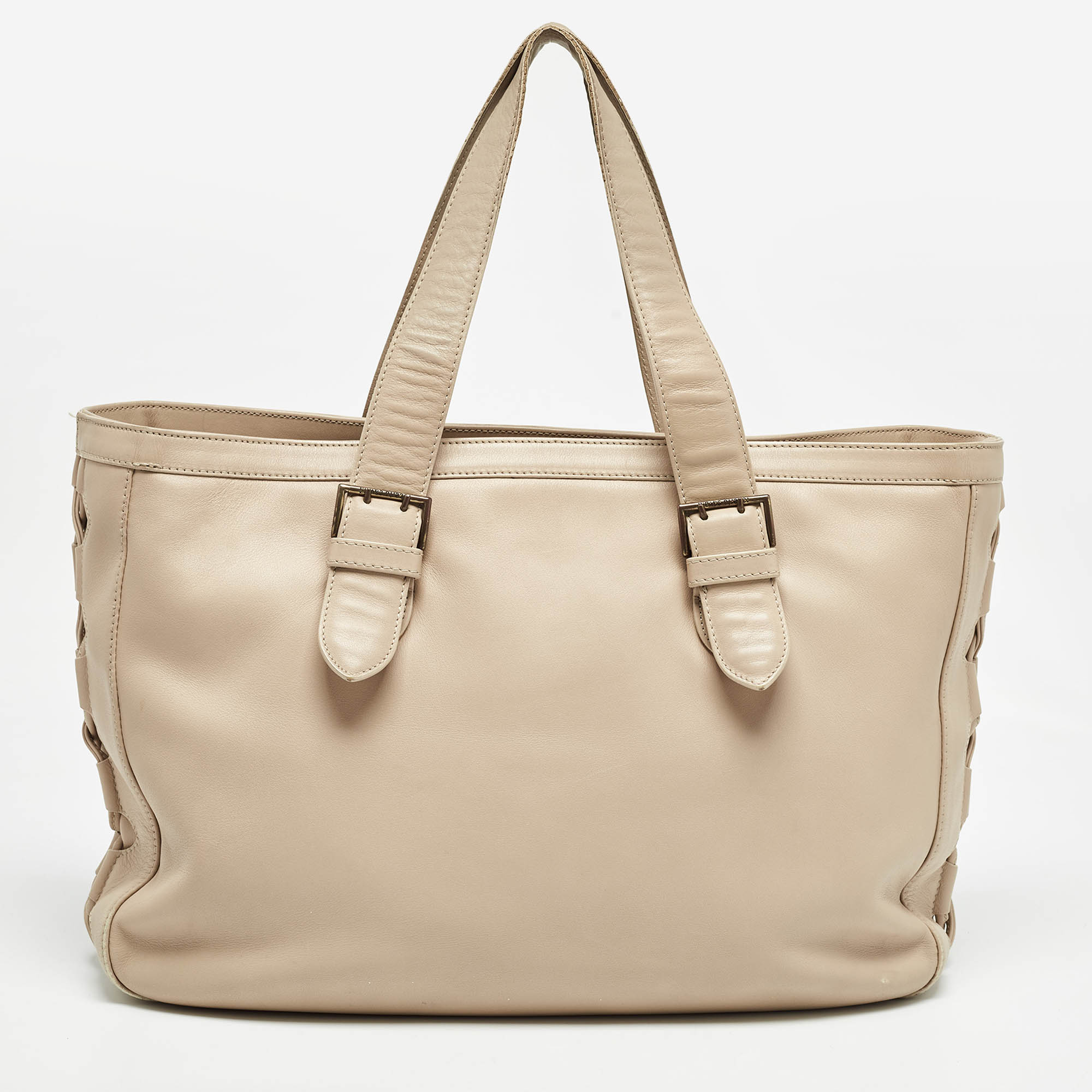 Roberto Cavalli Beige Leather Middle Zip Tote