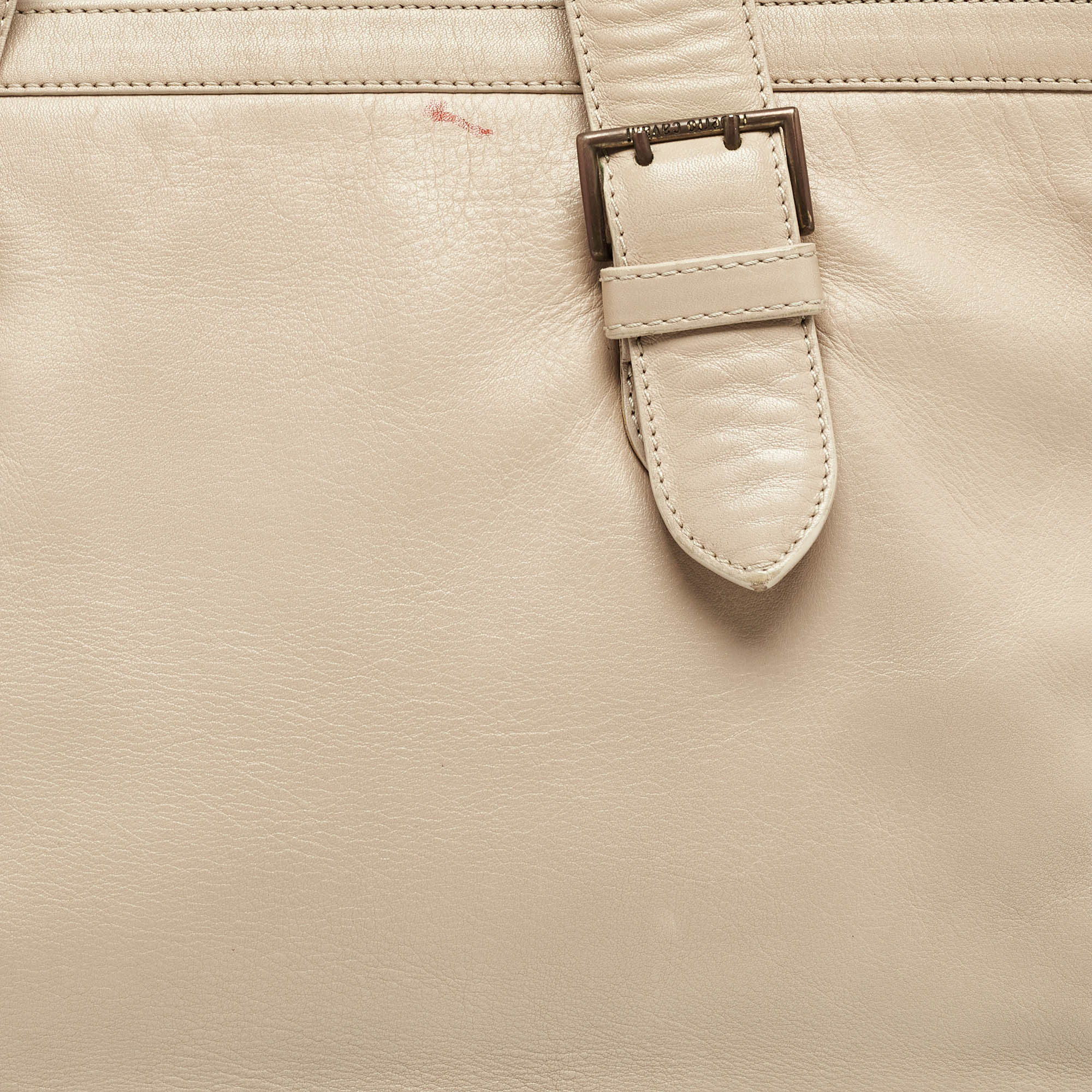 Roberto Cavalli Beige Leather Middle Zip Tote