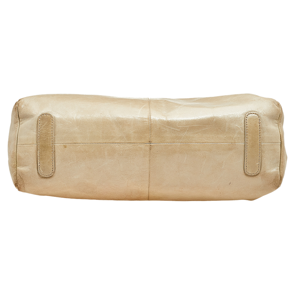 Roberto Cavalli Beige Leather Multiple Pocket Top Handle Bag