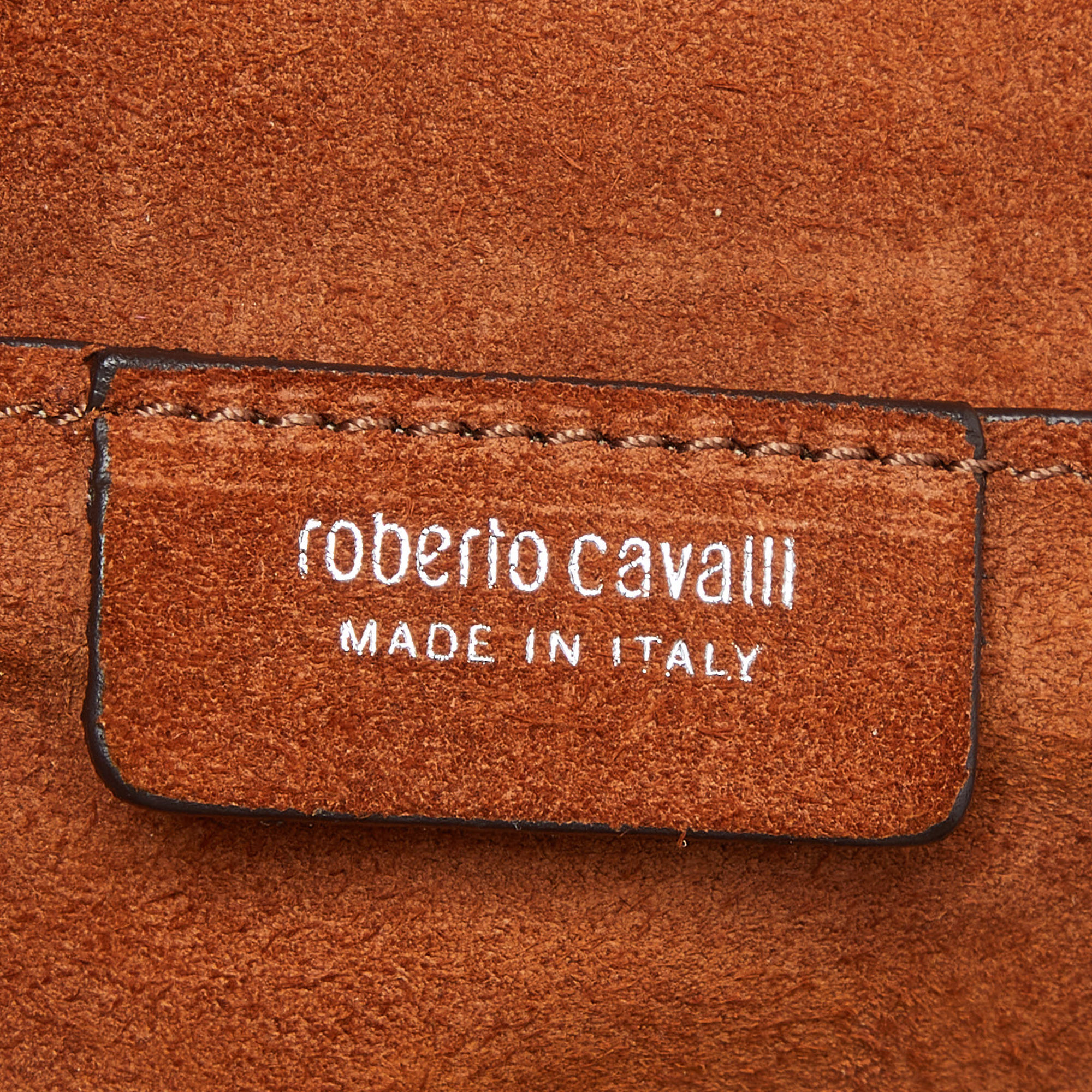 Roberto Cavalli Brown Suede Flap Crossbody Bag