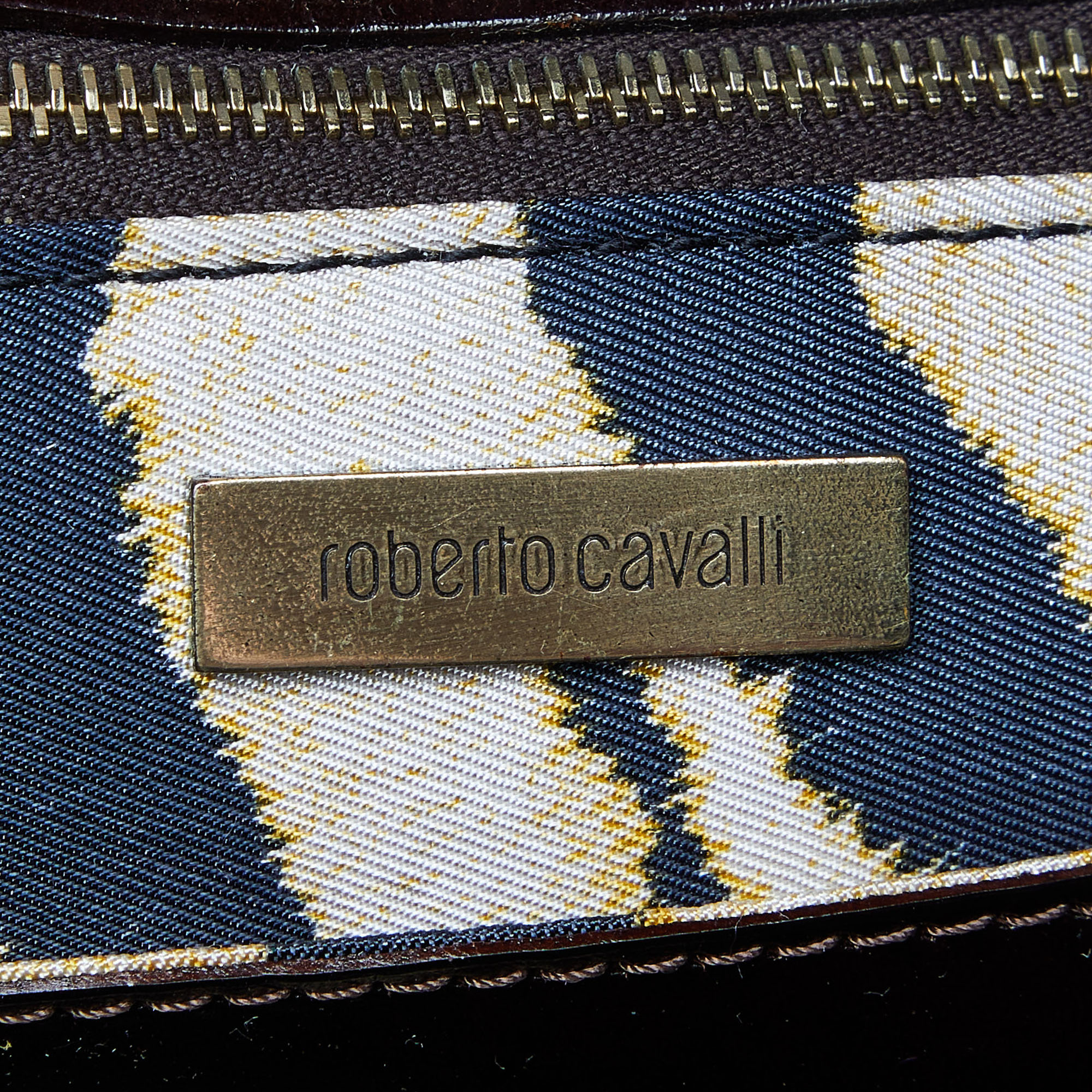 Roberto Cavalli Multicolor Leopard Print Canvas And Leather Shopper Tote