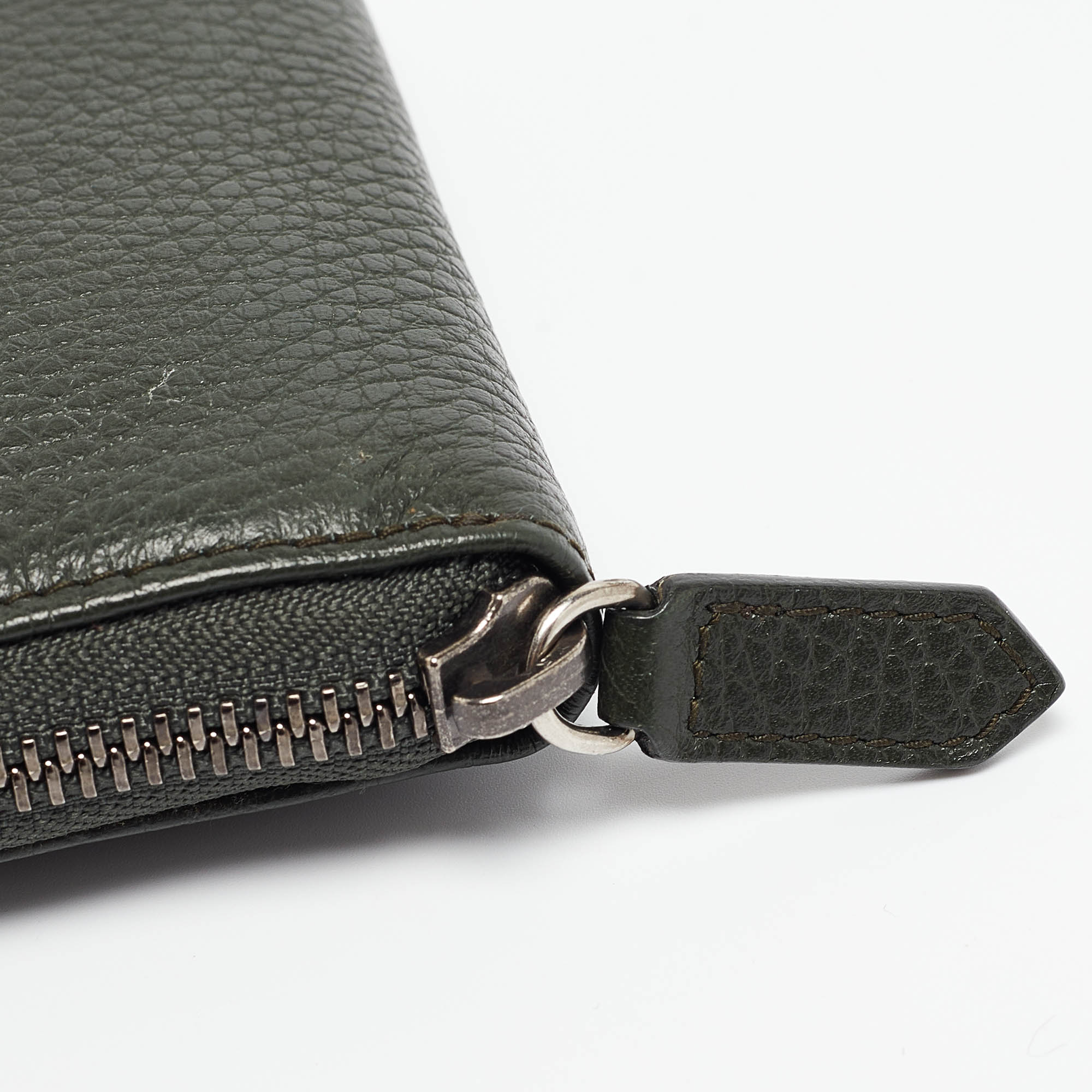 Roberto Cavalli Dark Green Leather Zip Around Wallet