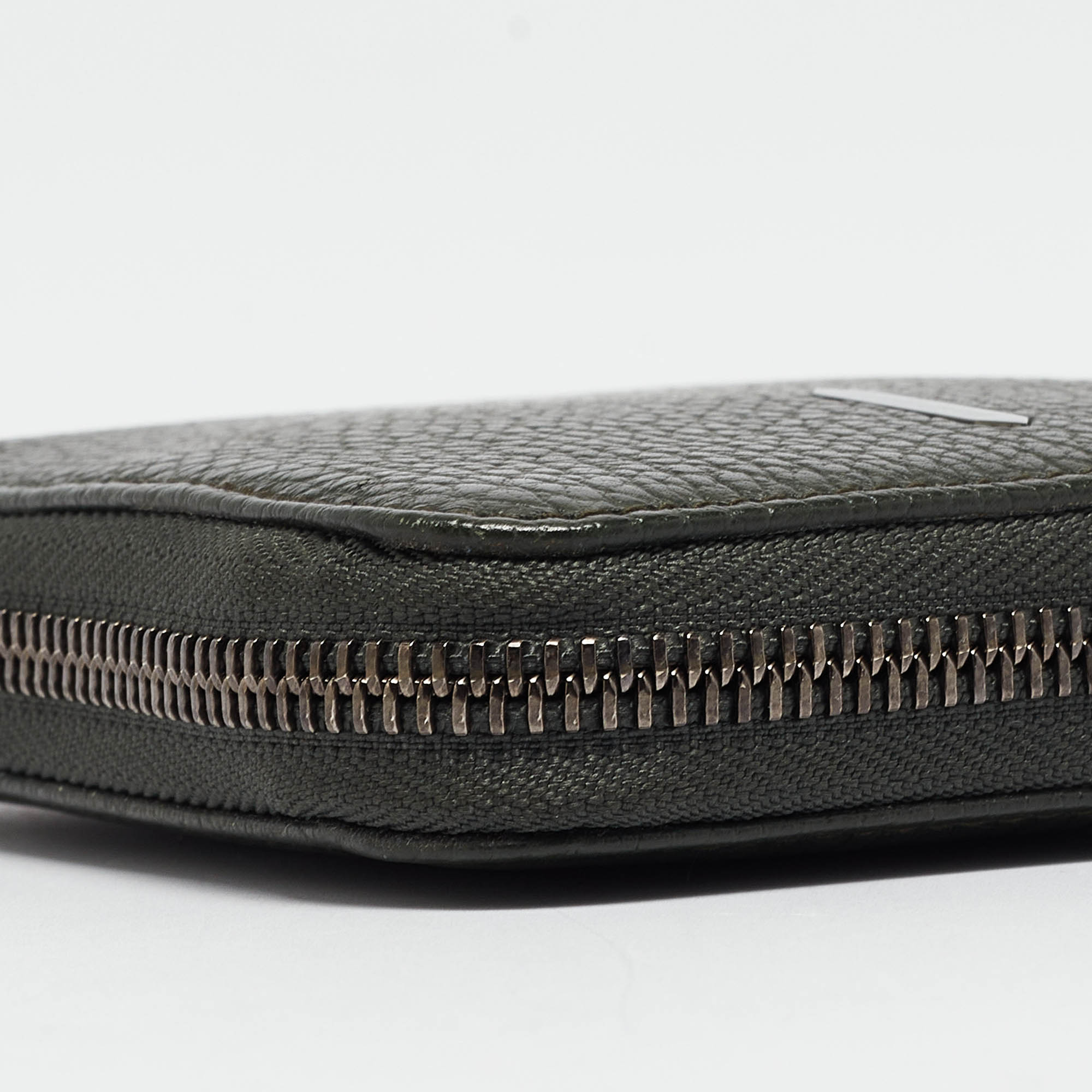 Roberto Cavalli Dark Green Leather Zip Around Wallet