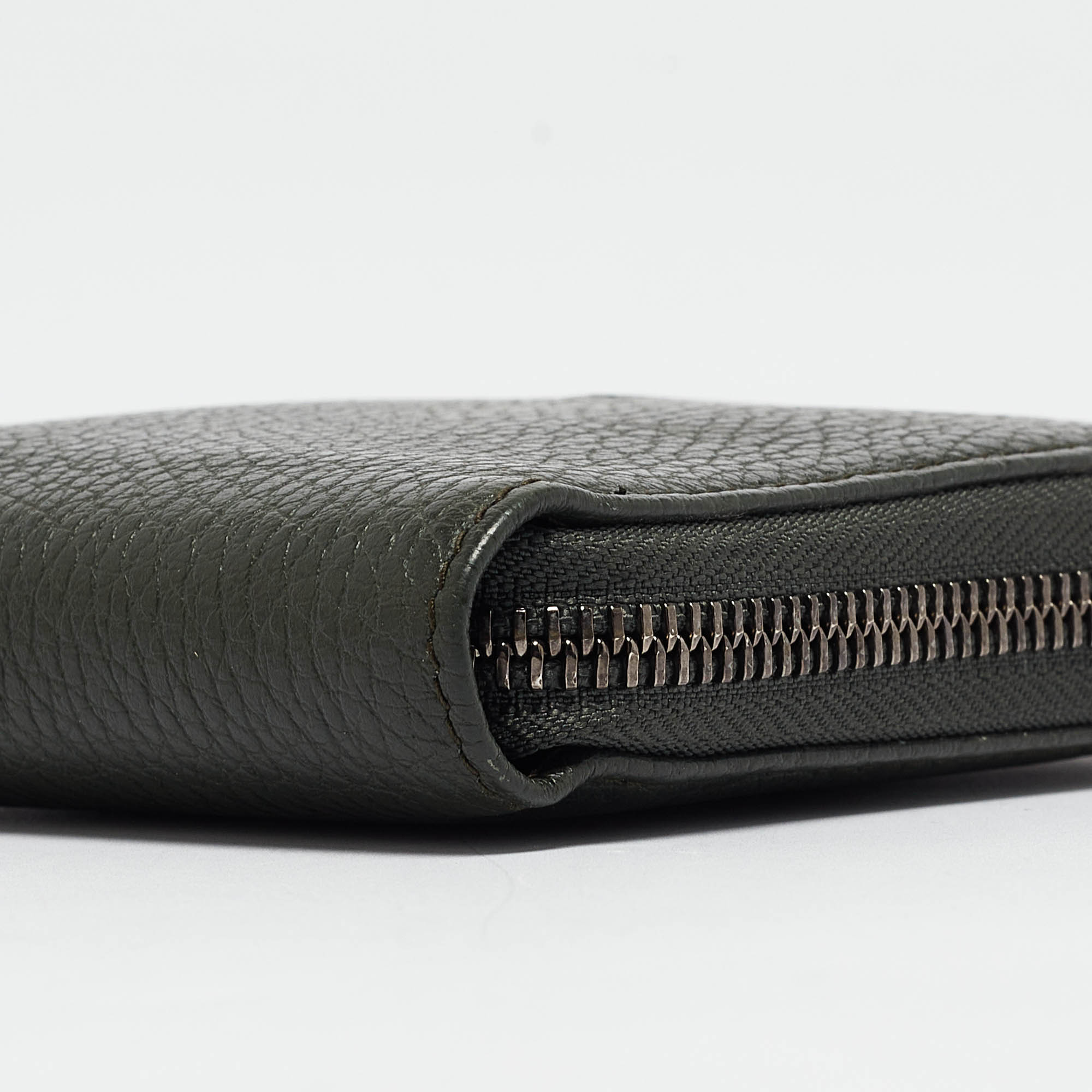 Roberto Cavalli Dark Green Leather Zip Around Wallet