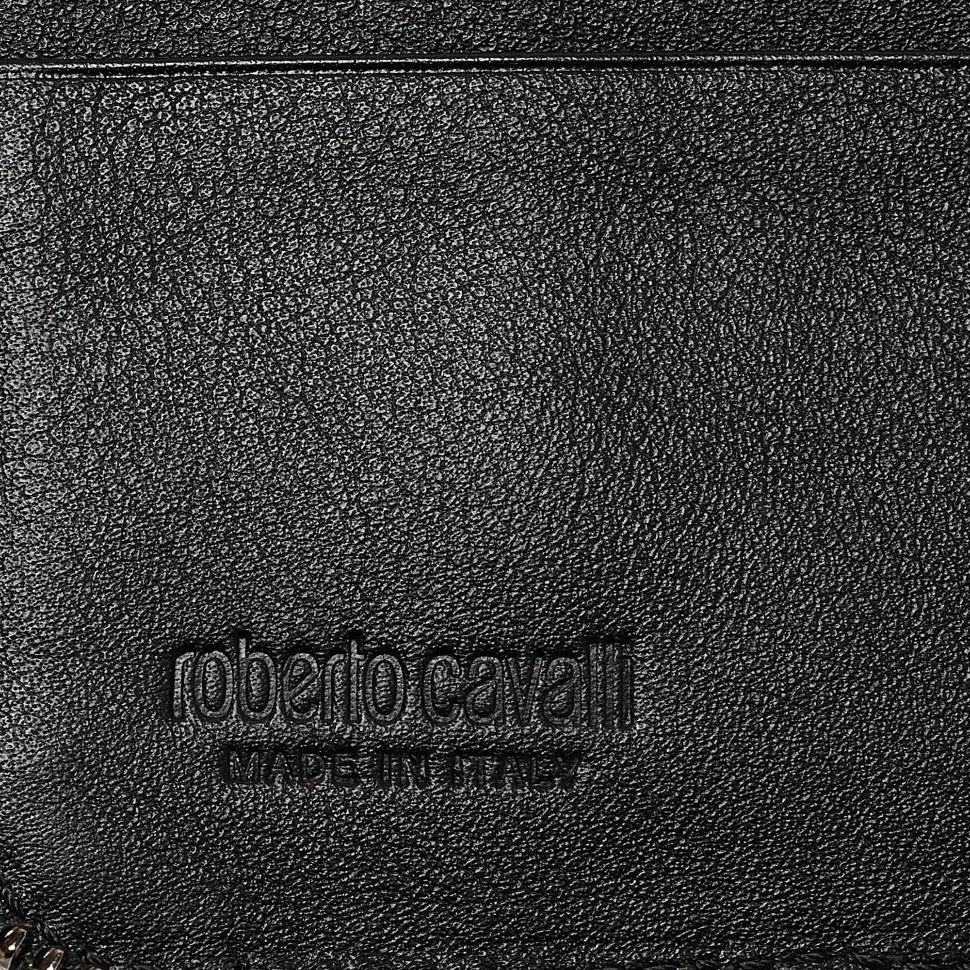 Roberto Cavalli Dark Green Leather Zip Around Wallet