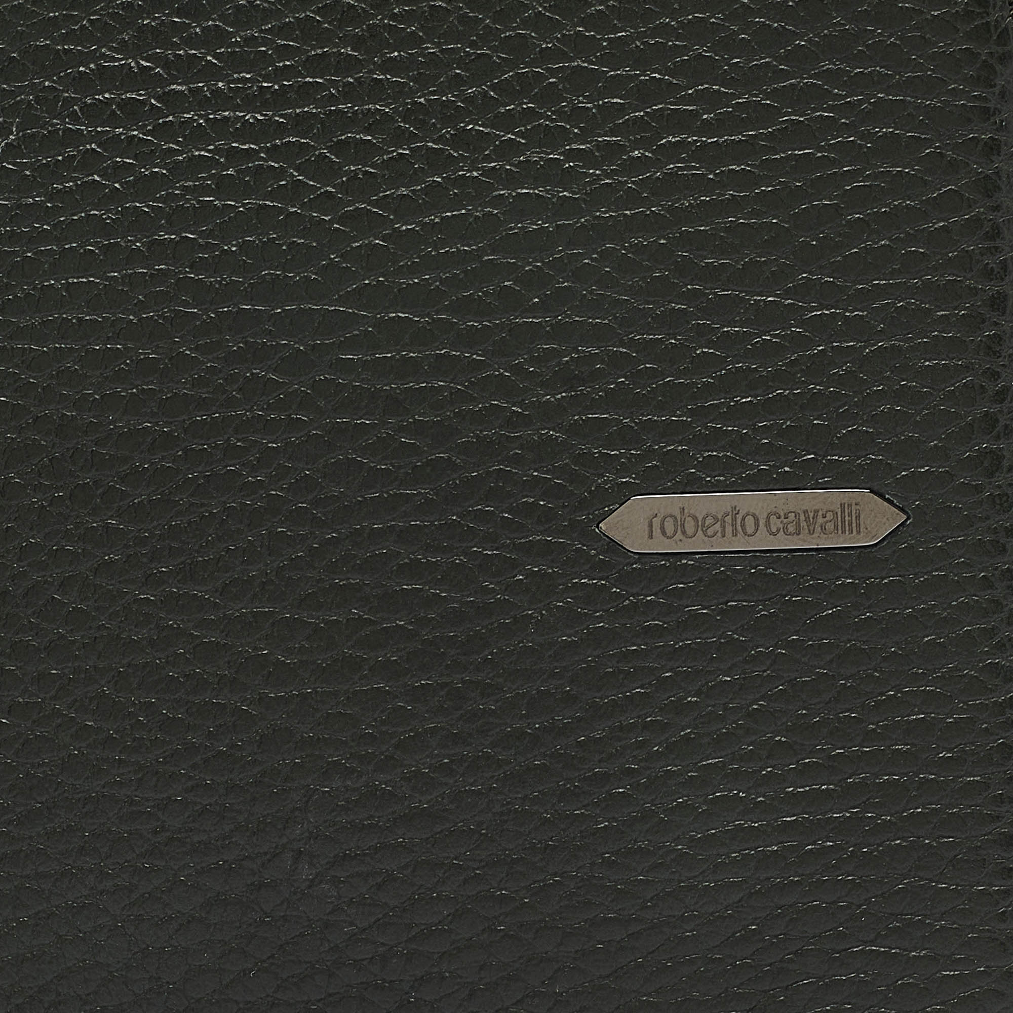 Roberto Cavalli Dark Green Leather Zip Around Wallet