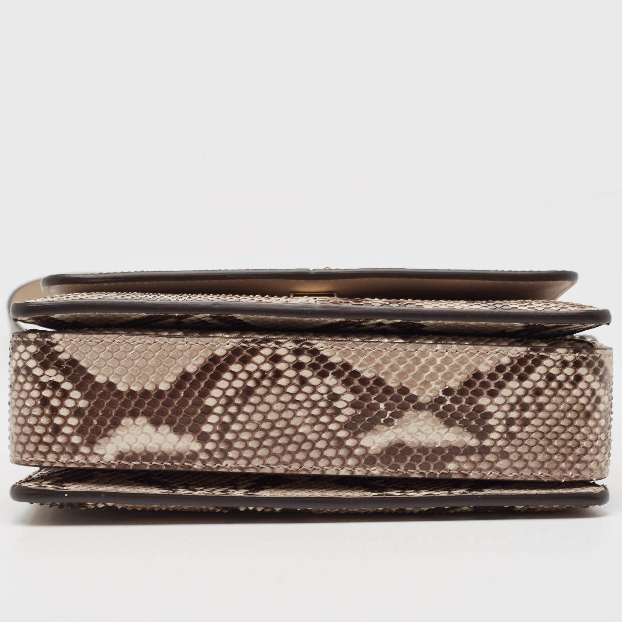 Roberto Cavalli Brown/Beige Python RC Flap Top Handle Bag