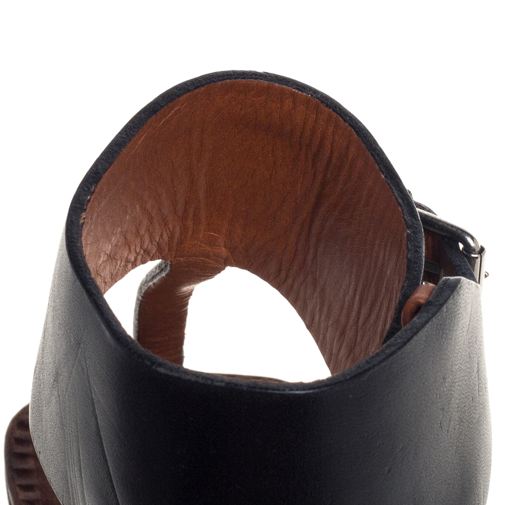 Roberto Cavalli Black Python Leather Platform Ankle Cuff  Sandals Size 37