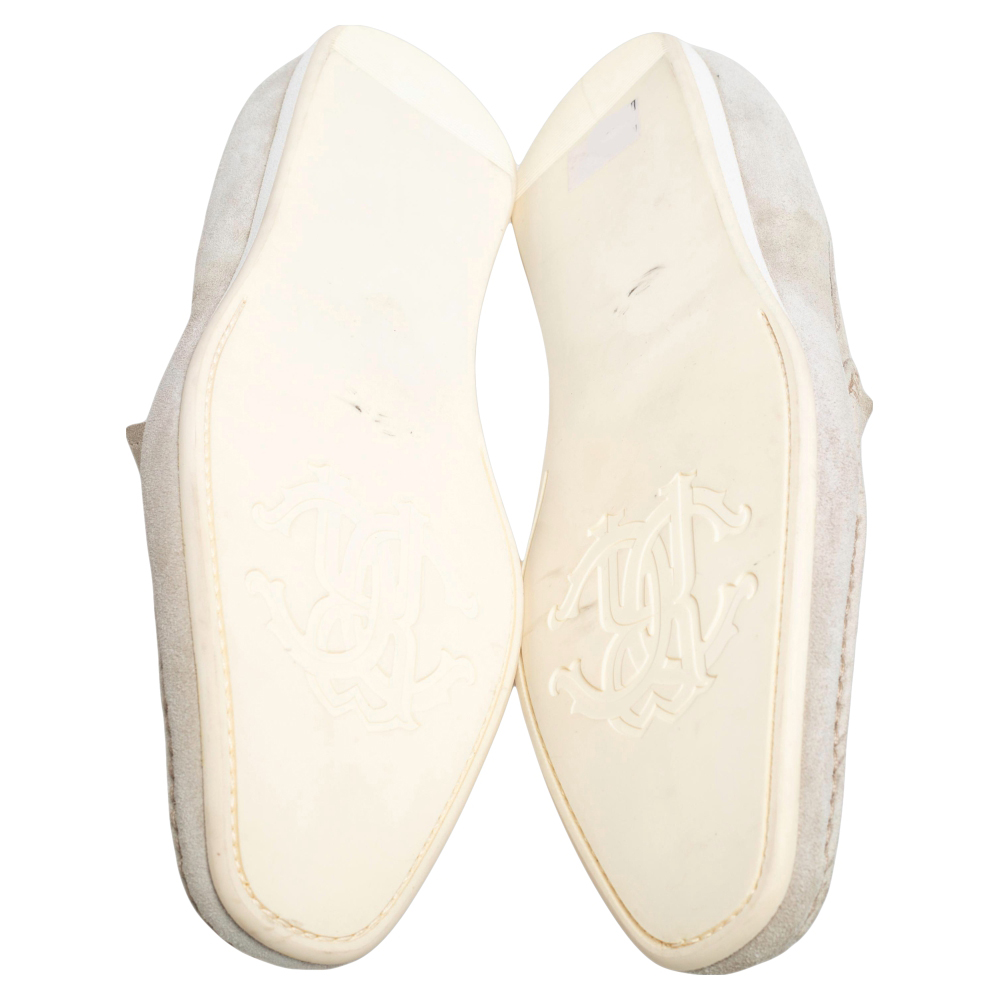 Robert Cavalli Grey Suede Logo Loafers Size 41