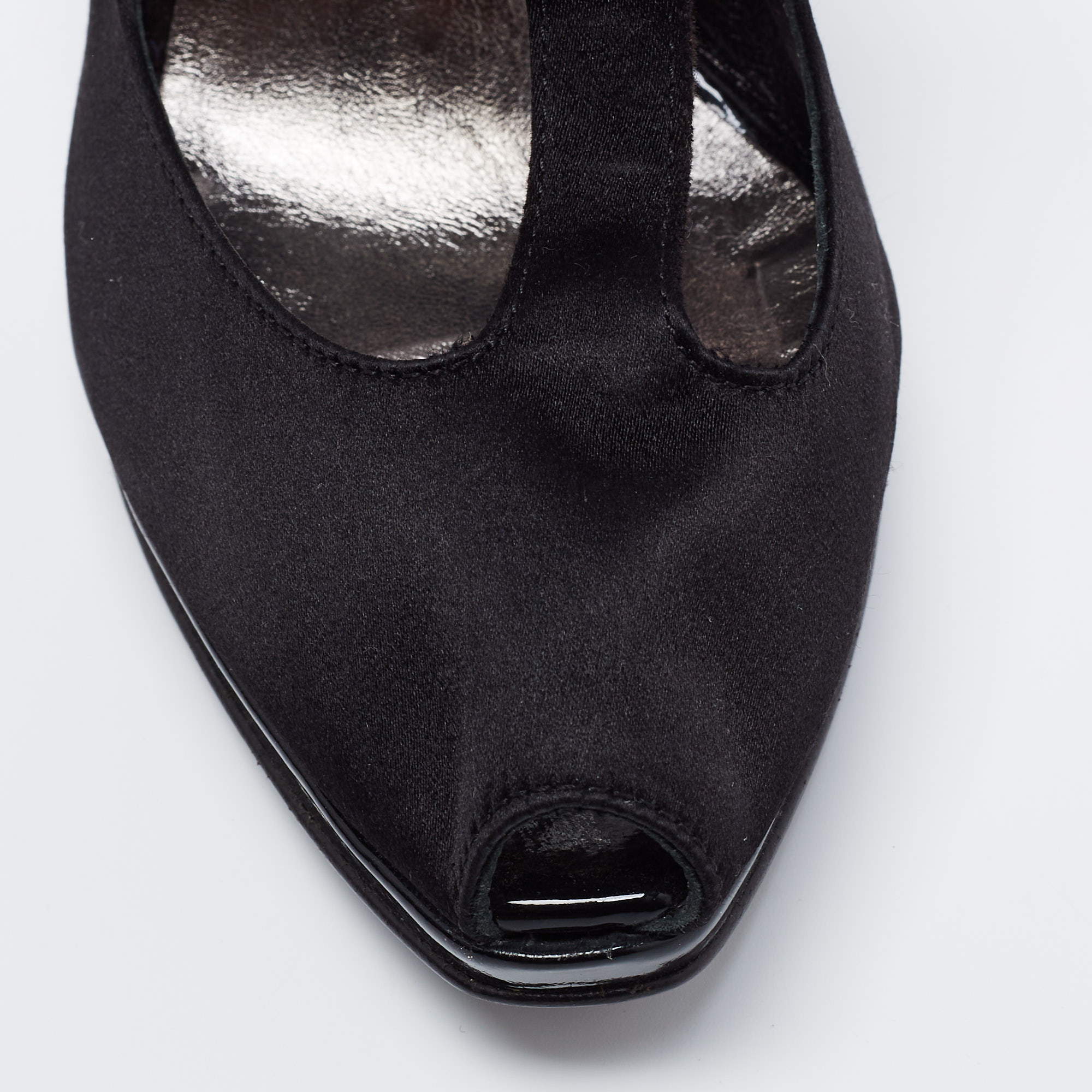 Roberto Cavalli Black Satin Ankle Strap Sandals Size 36