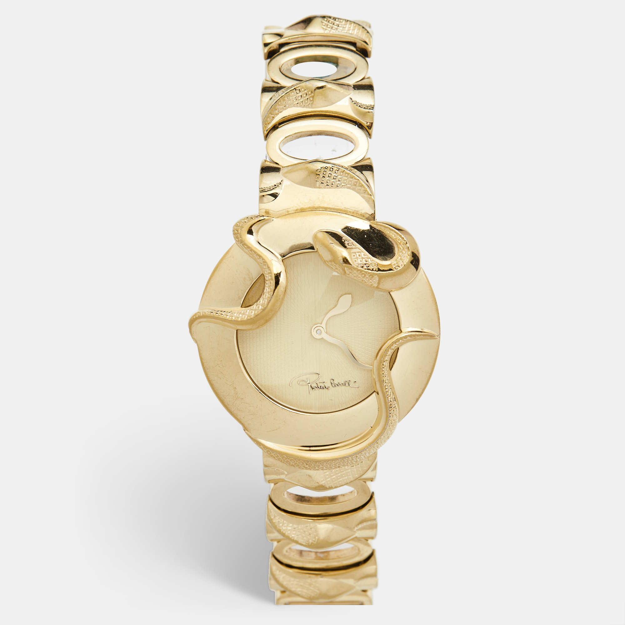 Roberto Cavalli Champagne Yellow Gold Plated Stainless Steel Snake R7253165517 Women's Wristwatch
Roberto Cavalli Champagne Yellow Gold Plated Stainless Steel Snake R7253165517 Women's Wristwatch