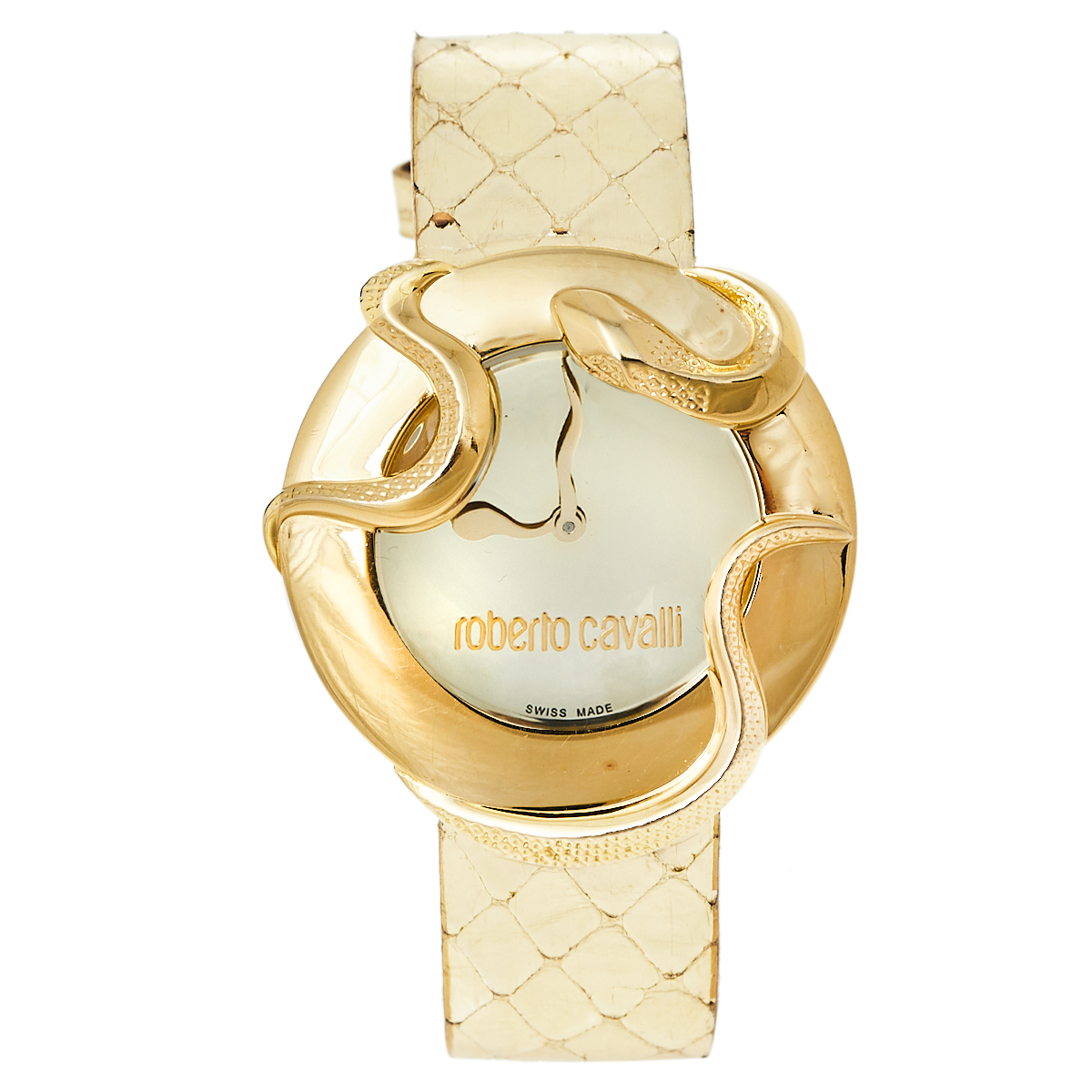 Roberto Cavalli Champagne Gold Plated Stainless Steel Snake 7251165617 Women's Wristwatch 37 mm
