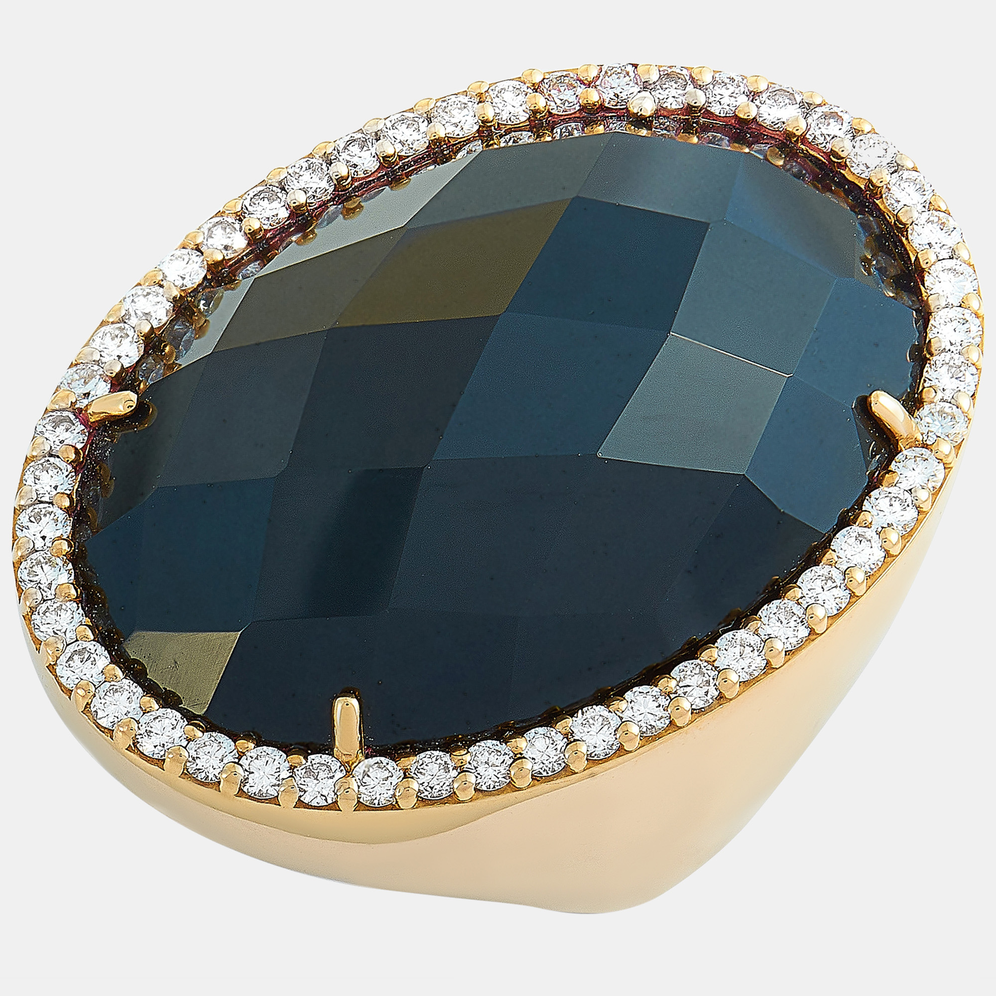Roberto coin cocktail 18k rose gold diamond and onyx ring