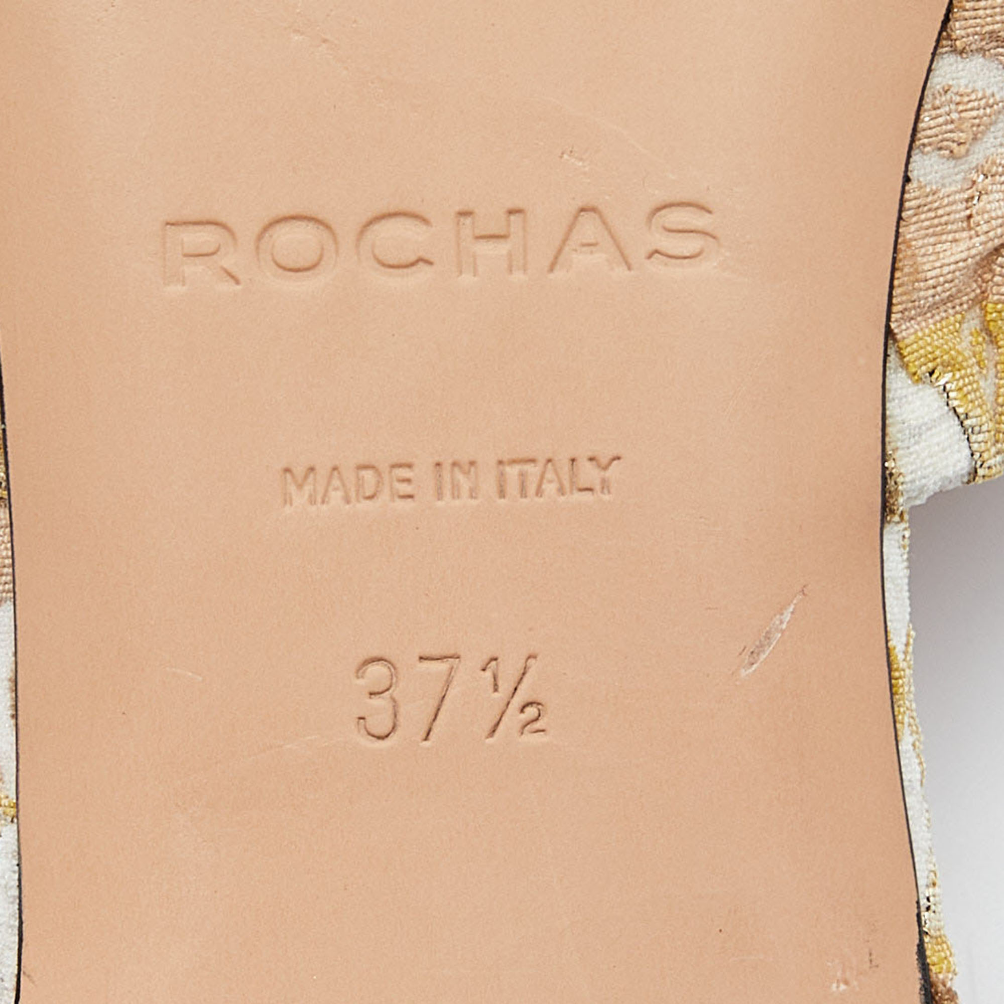 Rochas Tricolor Fabric Crystal Embellished Flat Slides Size 37.5