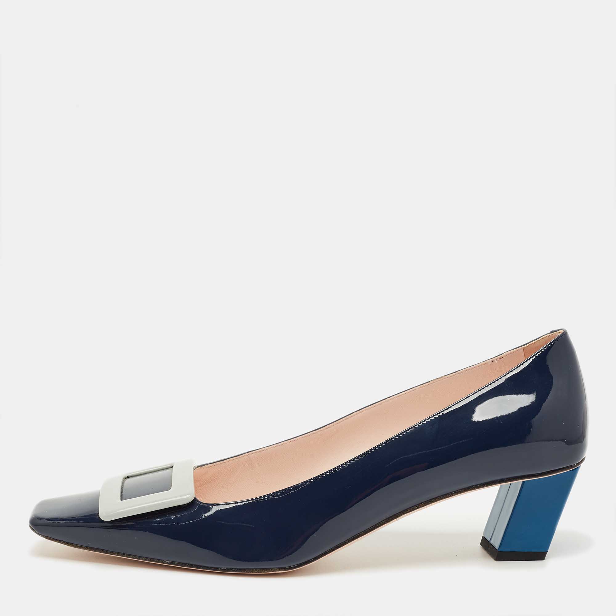 Roger Vivier Navy Blue Patent Leather Trompette Pumps Size 41 - Roger Vivier - Modalova