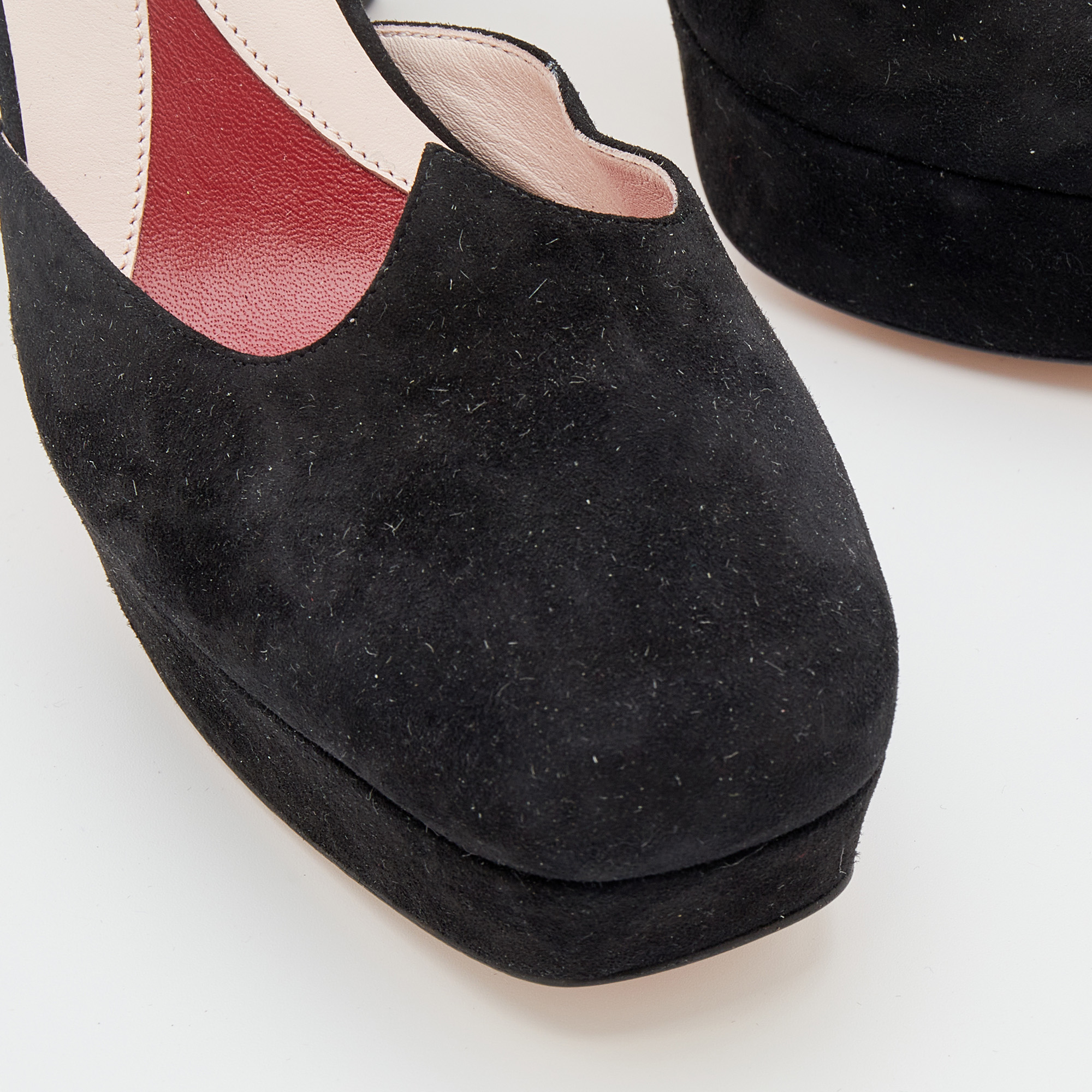 Roger Vivier Black Suede Ankle Strap Platform Sandals Size 38