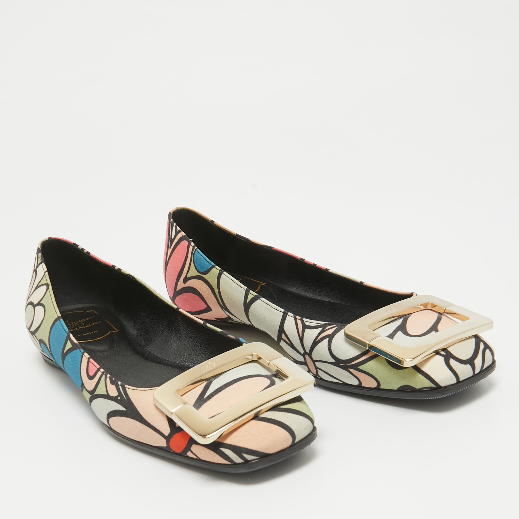 Roger Vivier Multicolor Canvas Ballet Flats Size 35.5