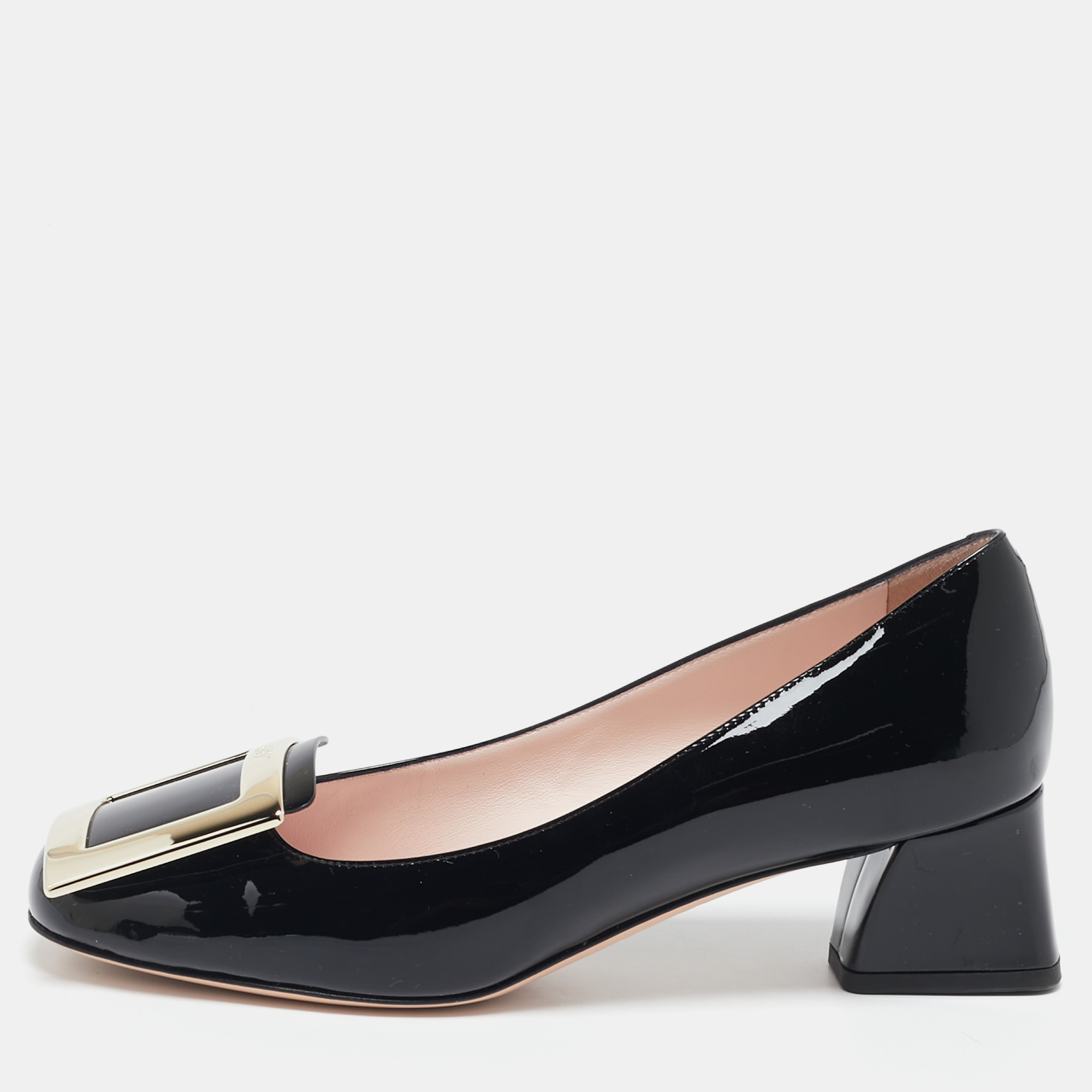 Roger Vivier Black Patent Leather Belle Vivier Block Heel Pumps Size
Roger Vivier Black Patent Leather Belle Vivier Block Heel Pumps Size