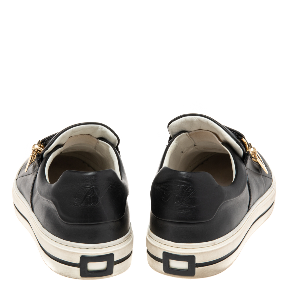 Roger Vivier Black Leather Sneaky Viv Zip-Up Sneakers Size 36.5