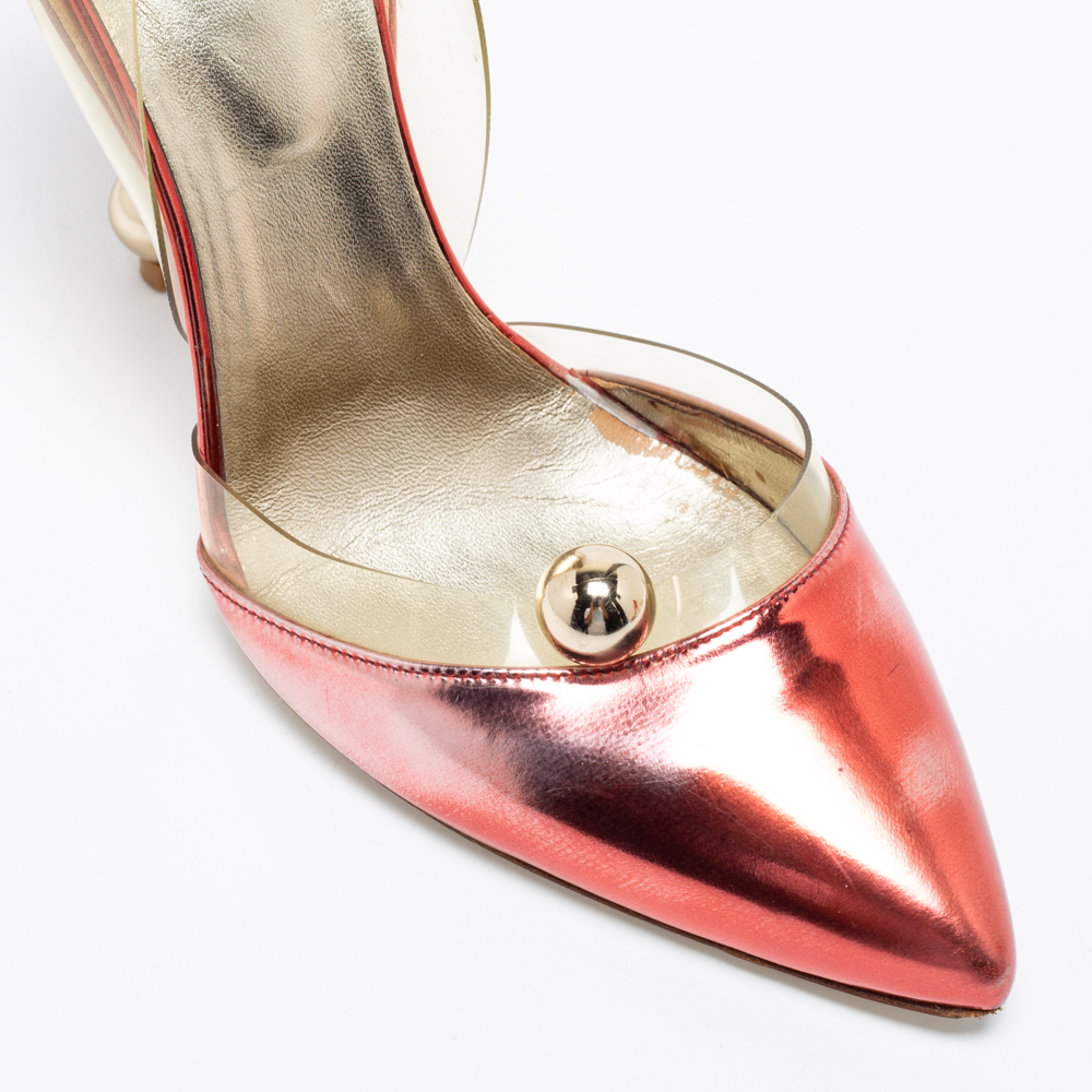 Roger Vivier Metallic Red PVC And Leather Pointed Toe Pumps  Size 38.5