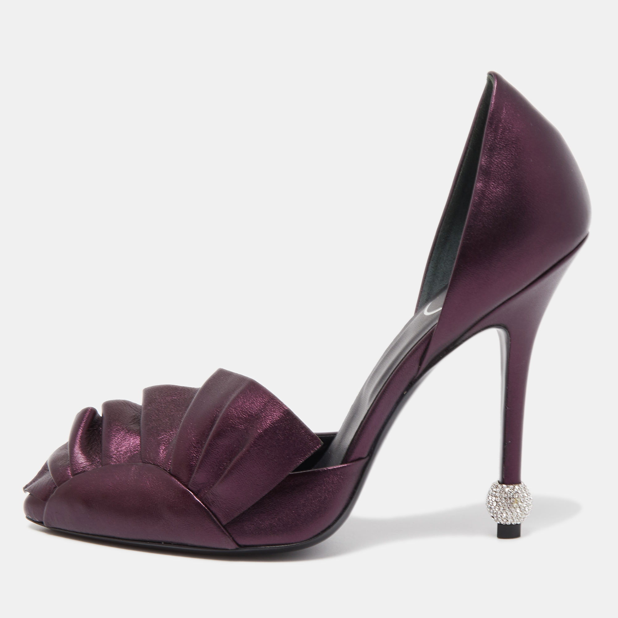 Roger Vivier Purple Leather D'orsay Pumps Size 38