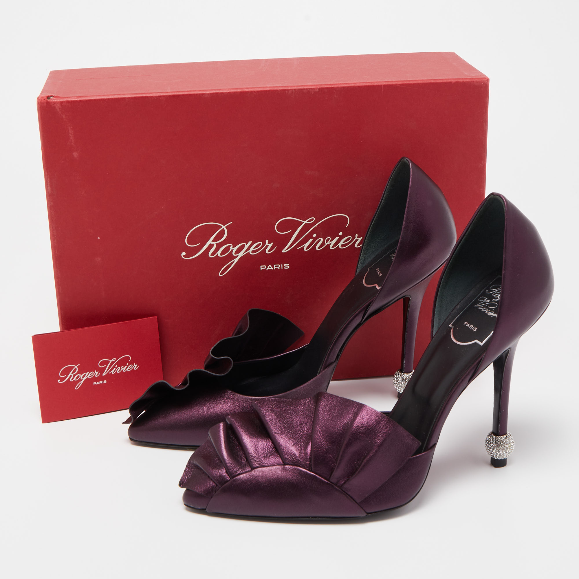 Roger Vivier Purple Leather D'orsay Pumps Size 38