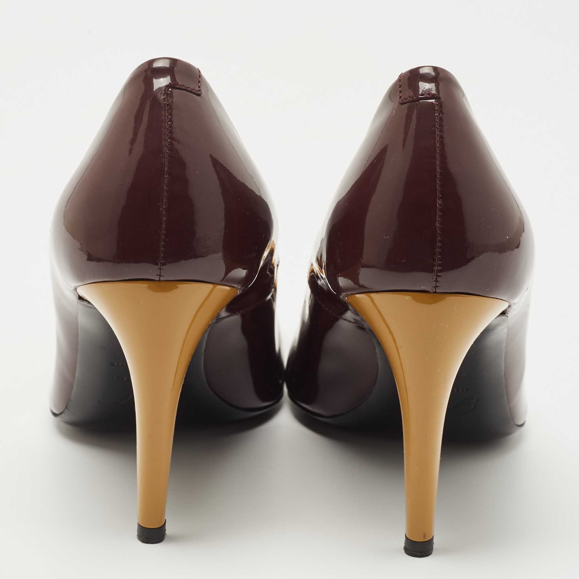 Roger Vivier Burdundy Patent Leather Belle Square Toe Pumps Size 40