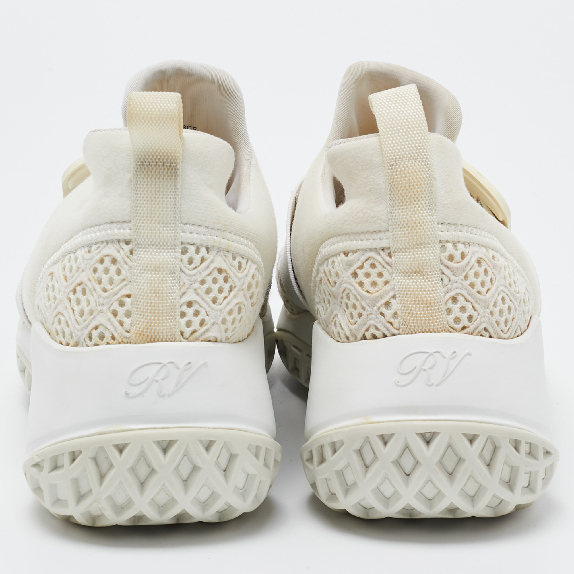 Roger Vivier White Neoprene And Lace Viv Run Sneakers Size 35.5