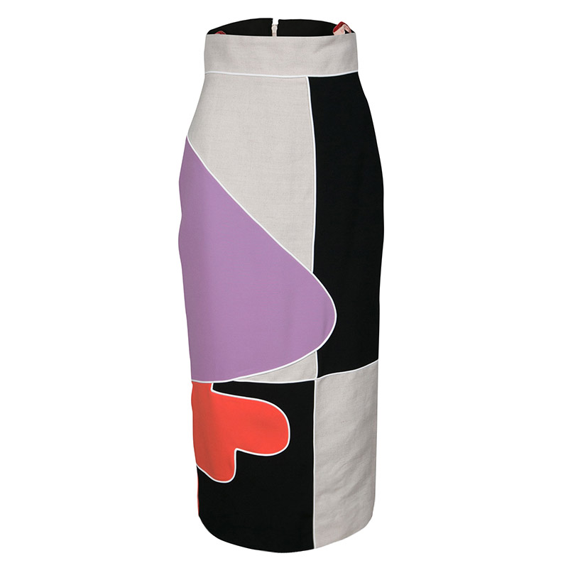 Image of Roksanda Ilincic Geometric Colorblock Reza Midi Pencil Skirt S