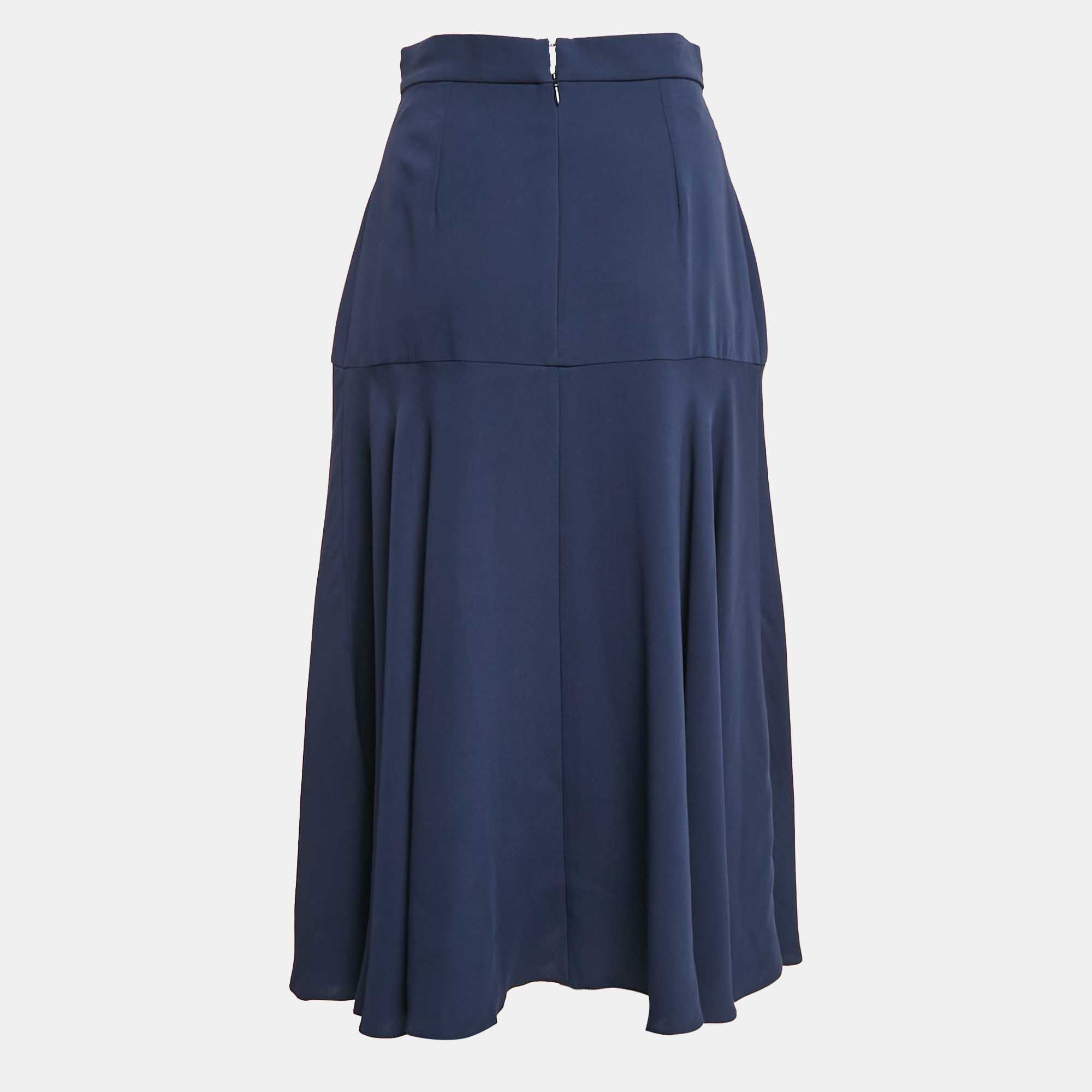 Roksanda Ilincic Blue Silk Flared Midi Skirt S