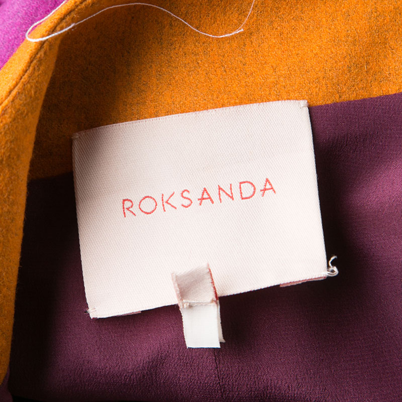 Roksanda Fuschia Wool Contrast Waist Slit Detail Edner Midi Skirt M