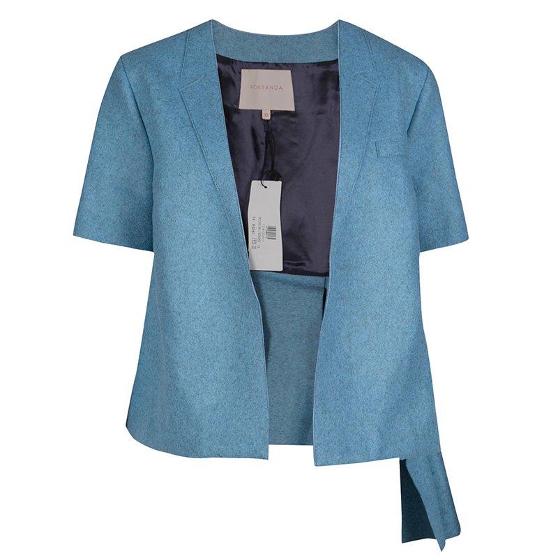 Roksanda ilincic powder blue felted wool asymmetric delmore jacket m