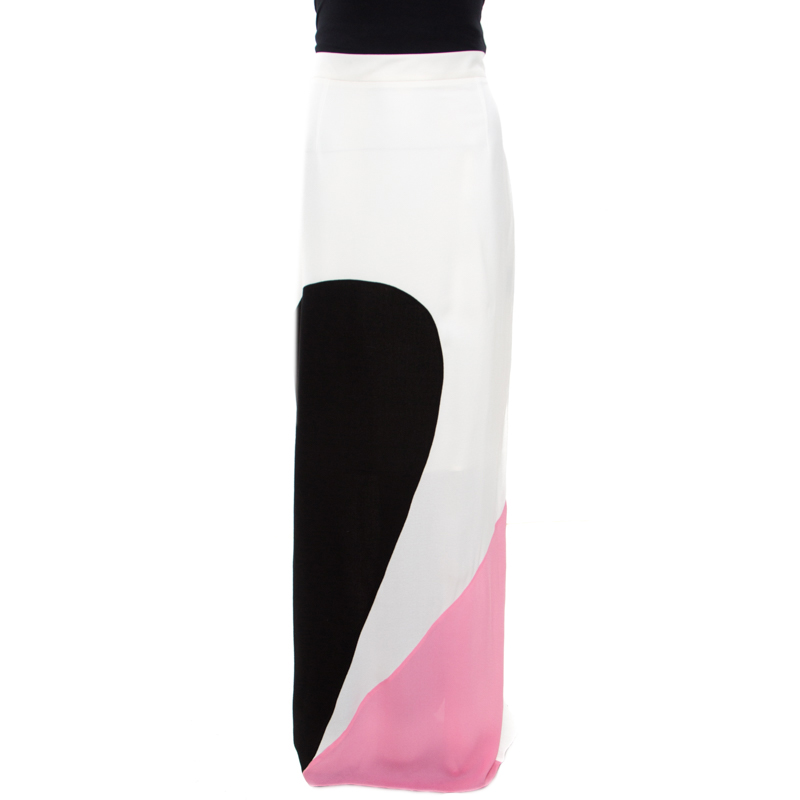 Image of Roksanda Ilincic Colorblock Crepe Maxi Skirt L